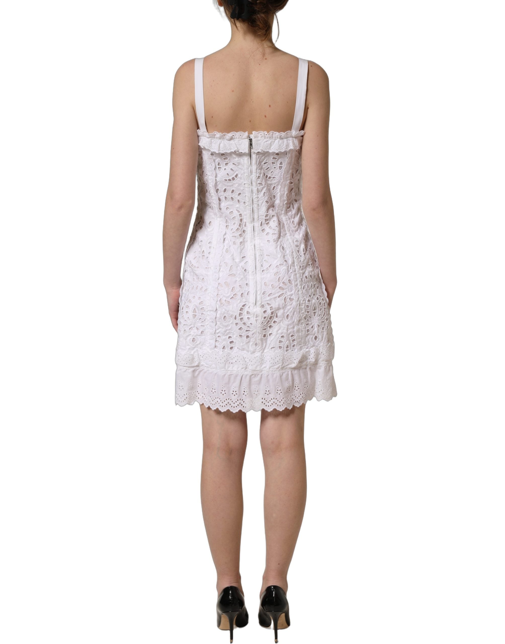 Dolce & Gabbana White Broderie Anglaise Cotton Mini Dress Dolce & Gabbana