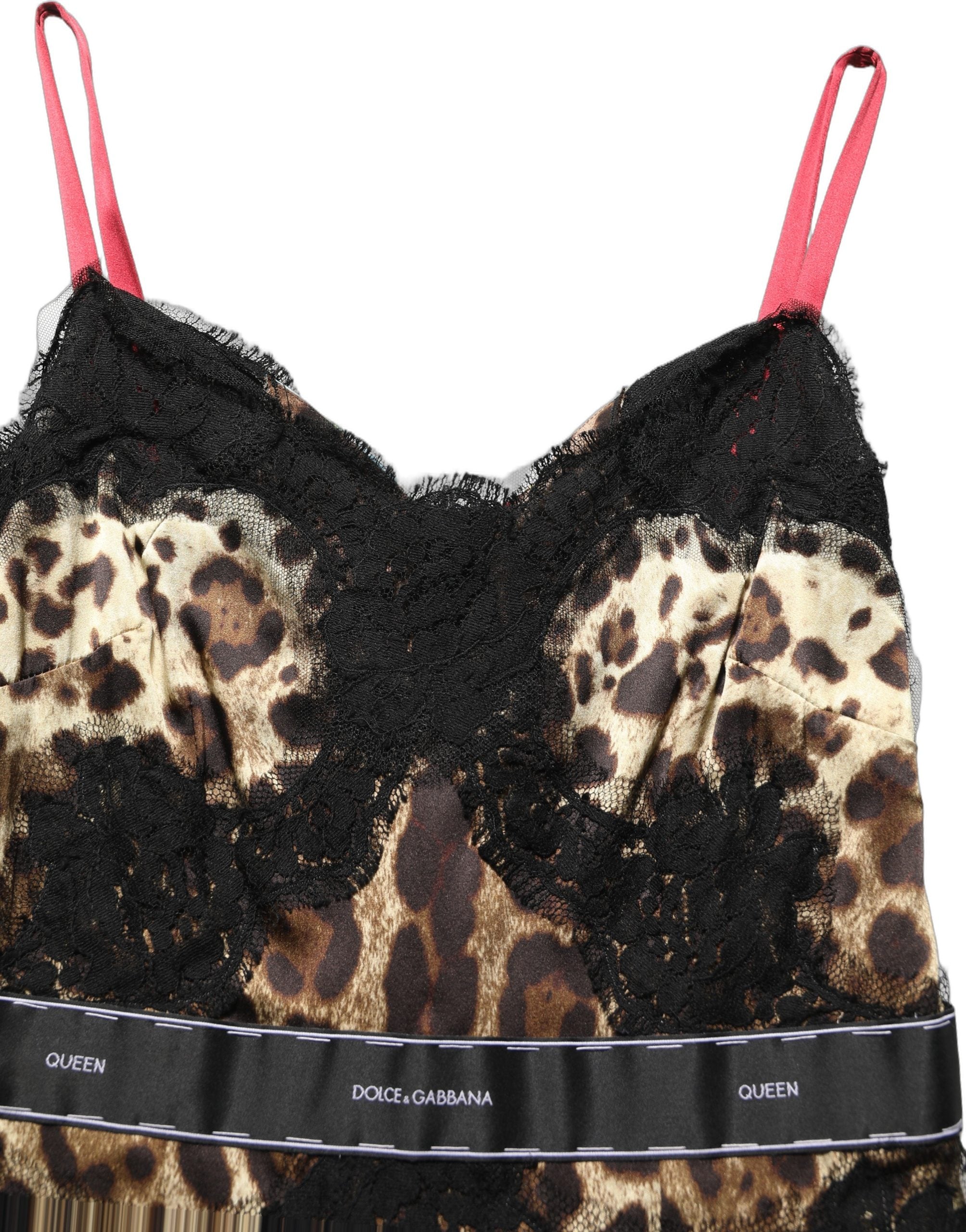 Dolce & Gabbana Multicolor Floral Leopard Silk Lace Trim Mini Dress Dolce & Gabbana