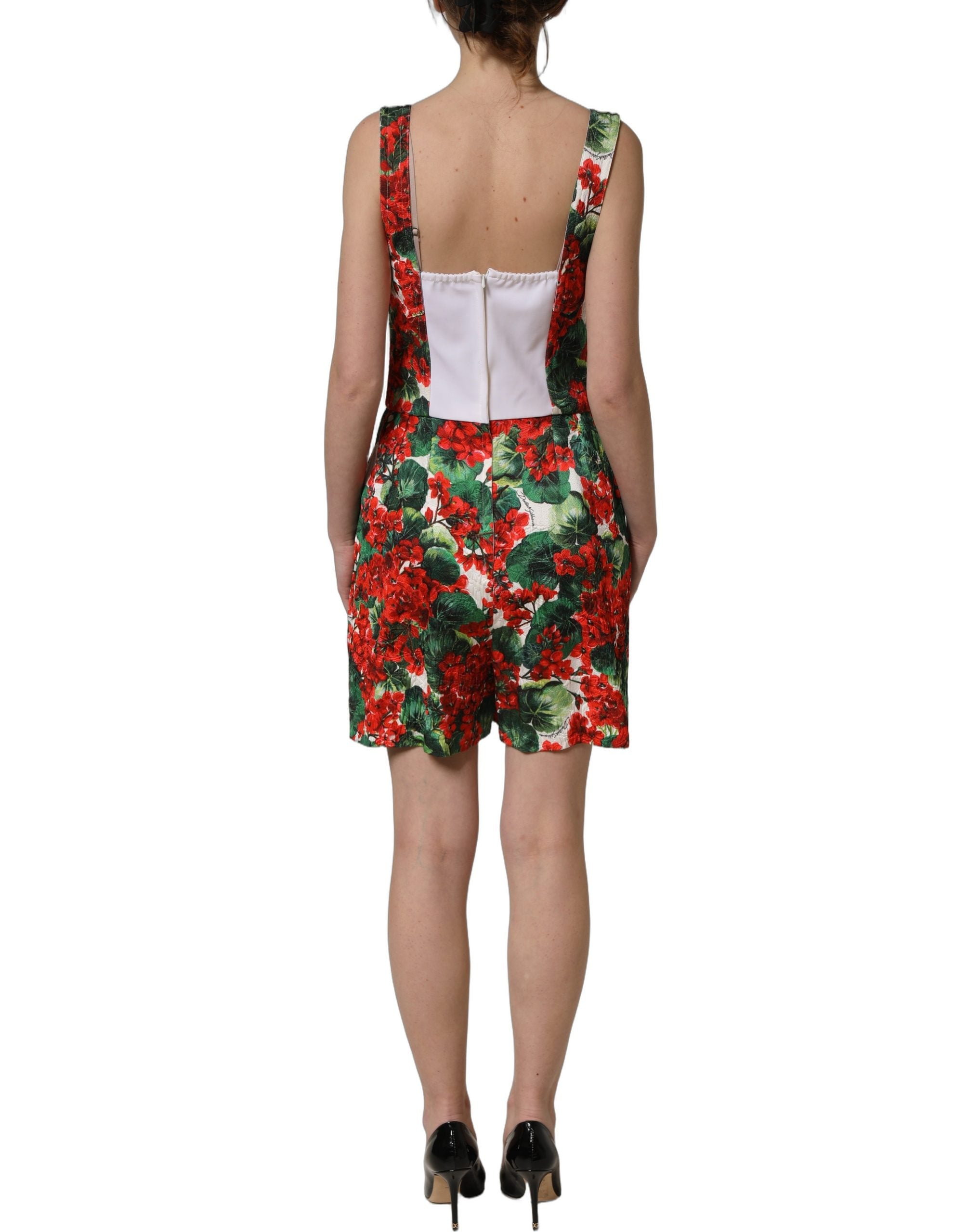 Dolce & Gabbana Multicolor Geranium Print A-line Mini Dress Dolce & Gabbana