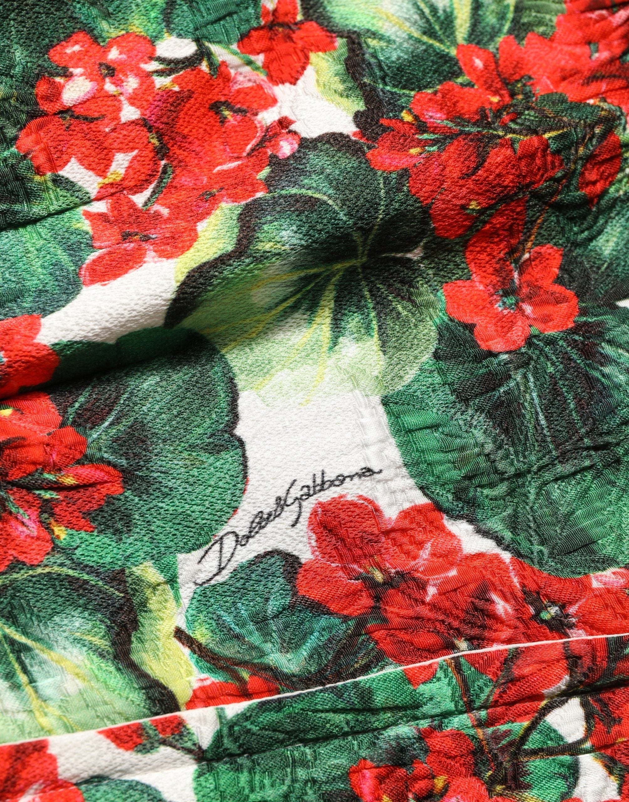 Dolce & Gabbana Multicolor Geranium Print A-line Mini Dress Dolce & Gabbana
