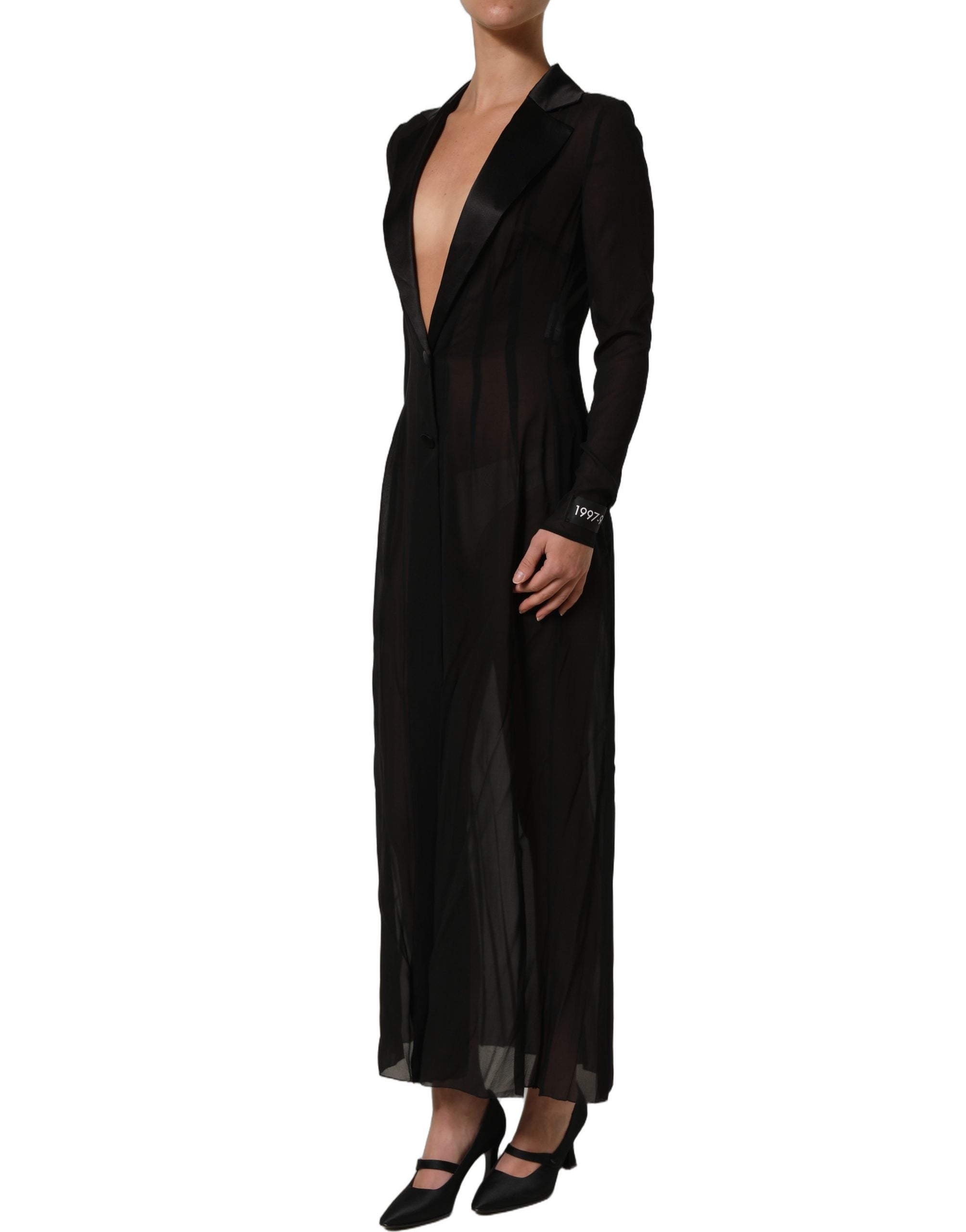 Dolce & Gabbana Black Silk Sheer Chiffon Long Maxi Dress Dolce & Gabbana