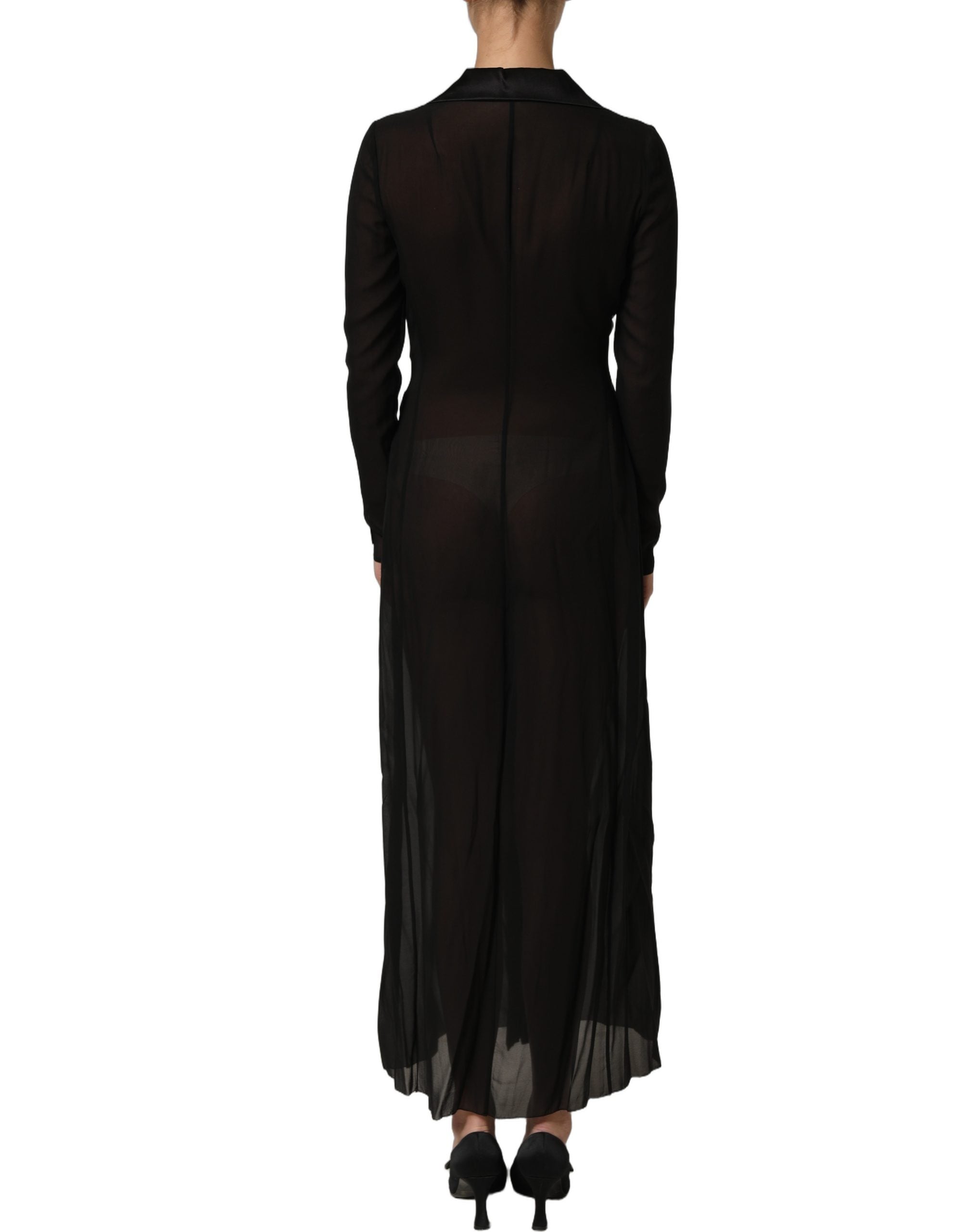 Dolce & Gabbana Black Silk Sheer Chiffon Long Maxi Dress Dolce & Gabbana