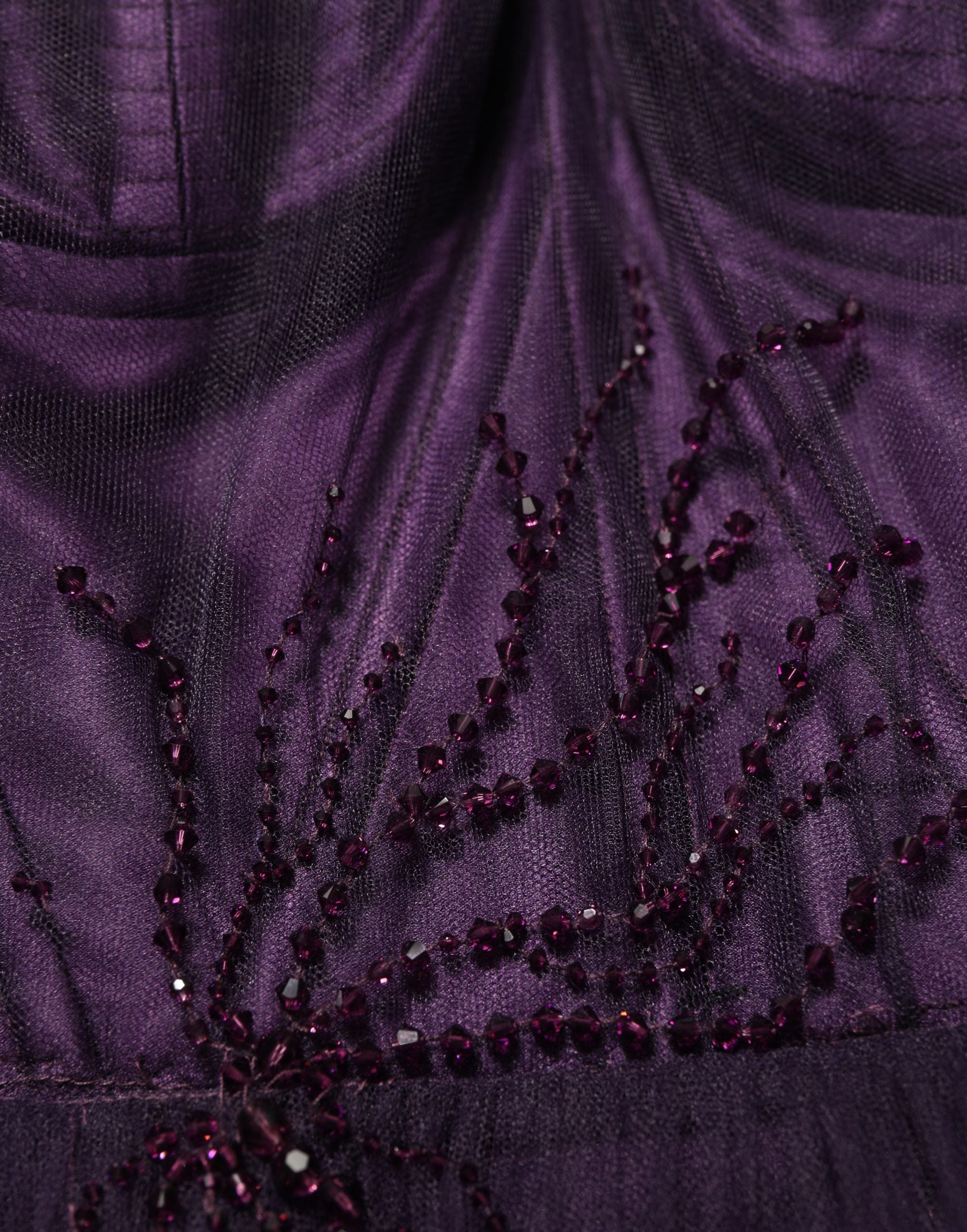 Dolce & Gabbana Purple Tiered Tulle Silk Long Gown Dress Dolce & Gabbana