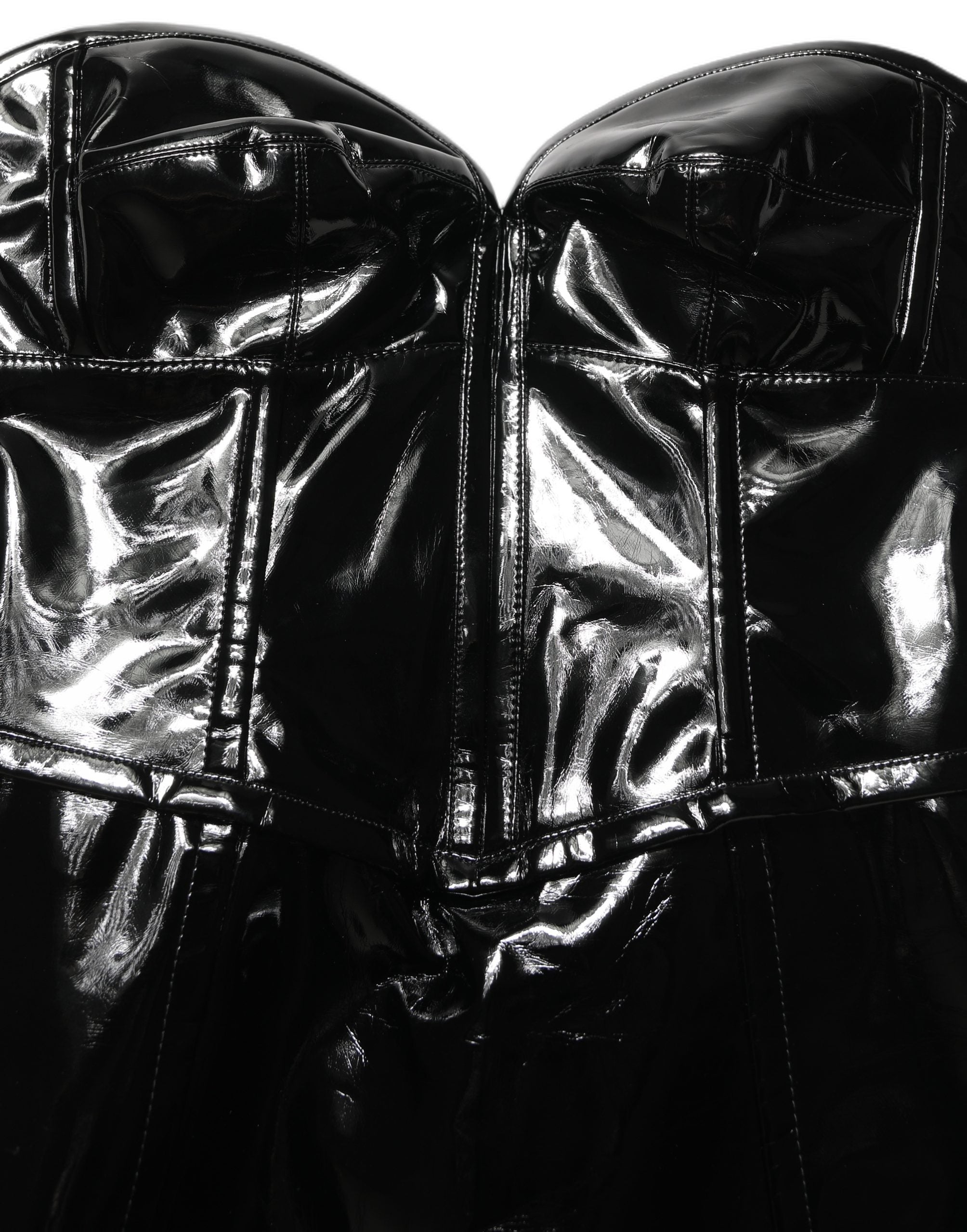 Dolce & Gabbana Black Patent Leather Corset Style Mini Dress Dolce & Gabbana
