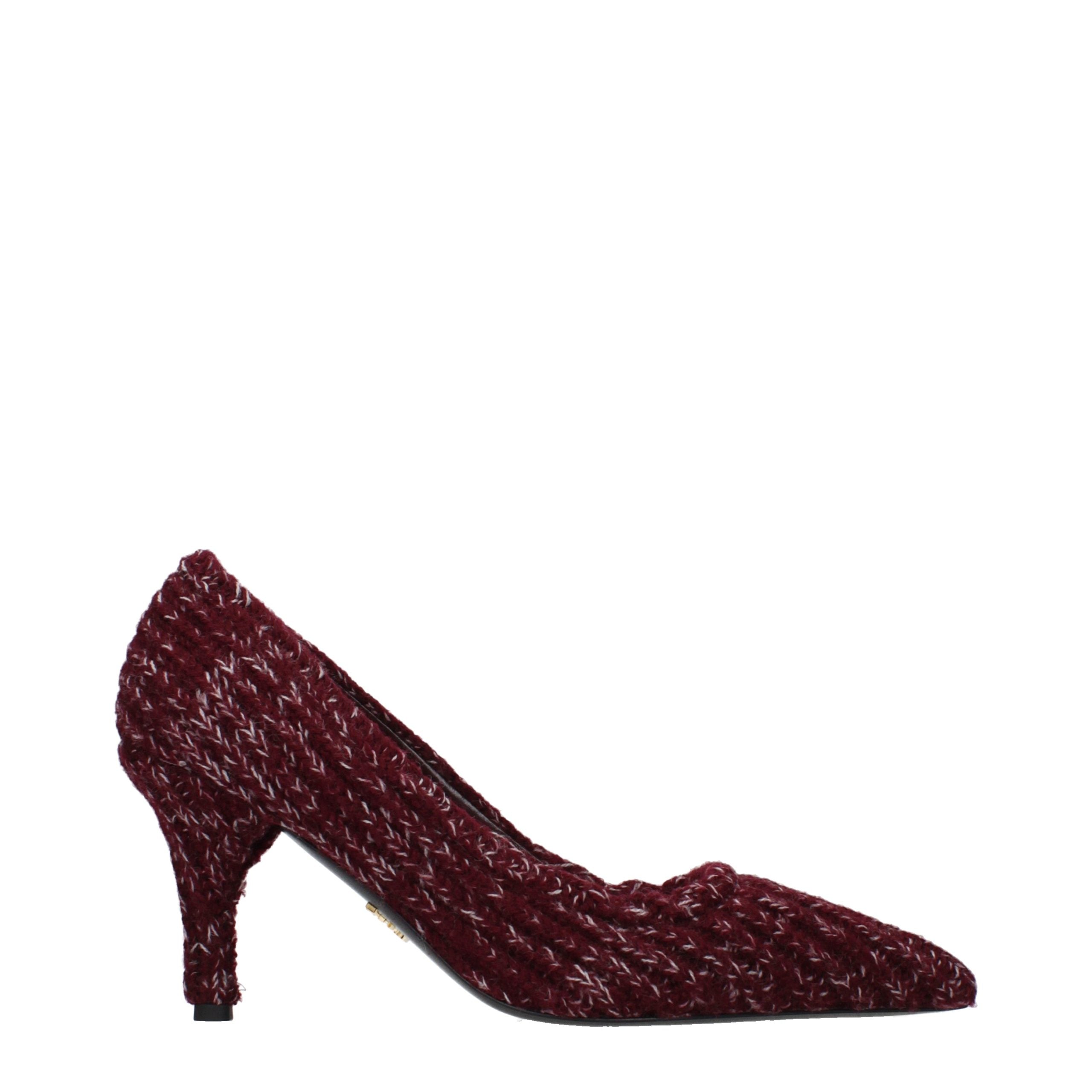 Prada Red Fabric Mid Heel Pumps Prada