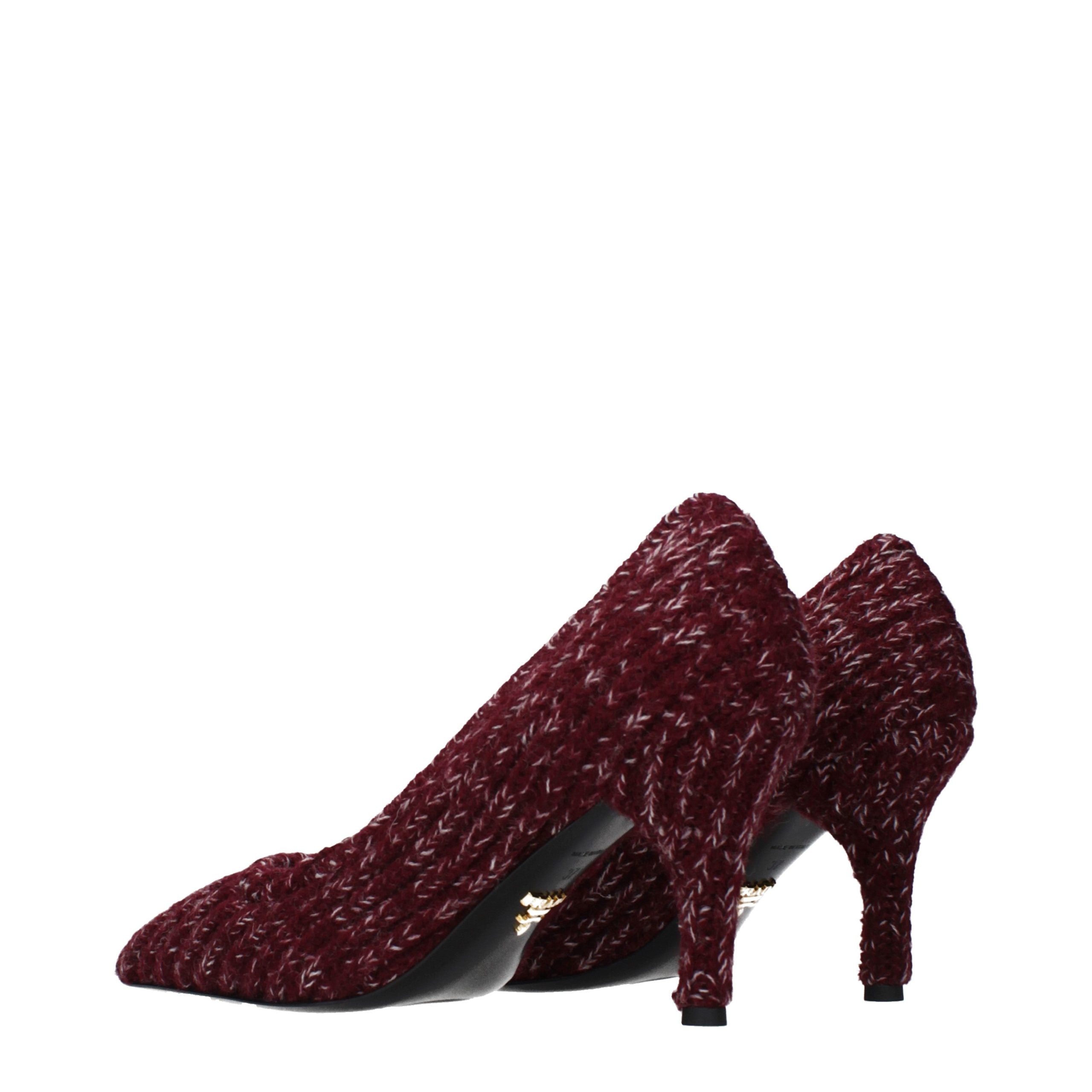 Prada Red Fabric Mid Heel Pumps Prada