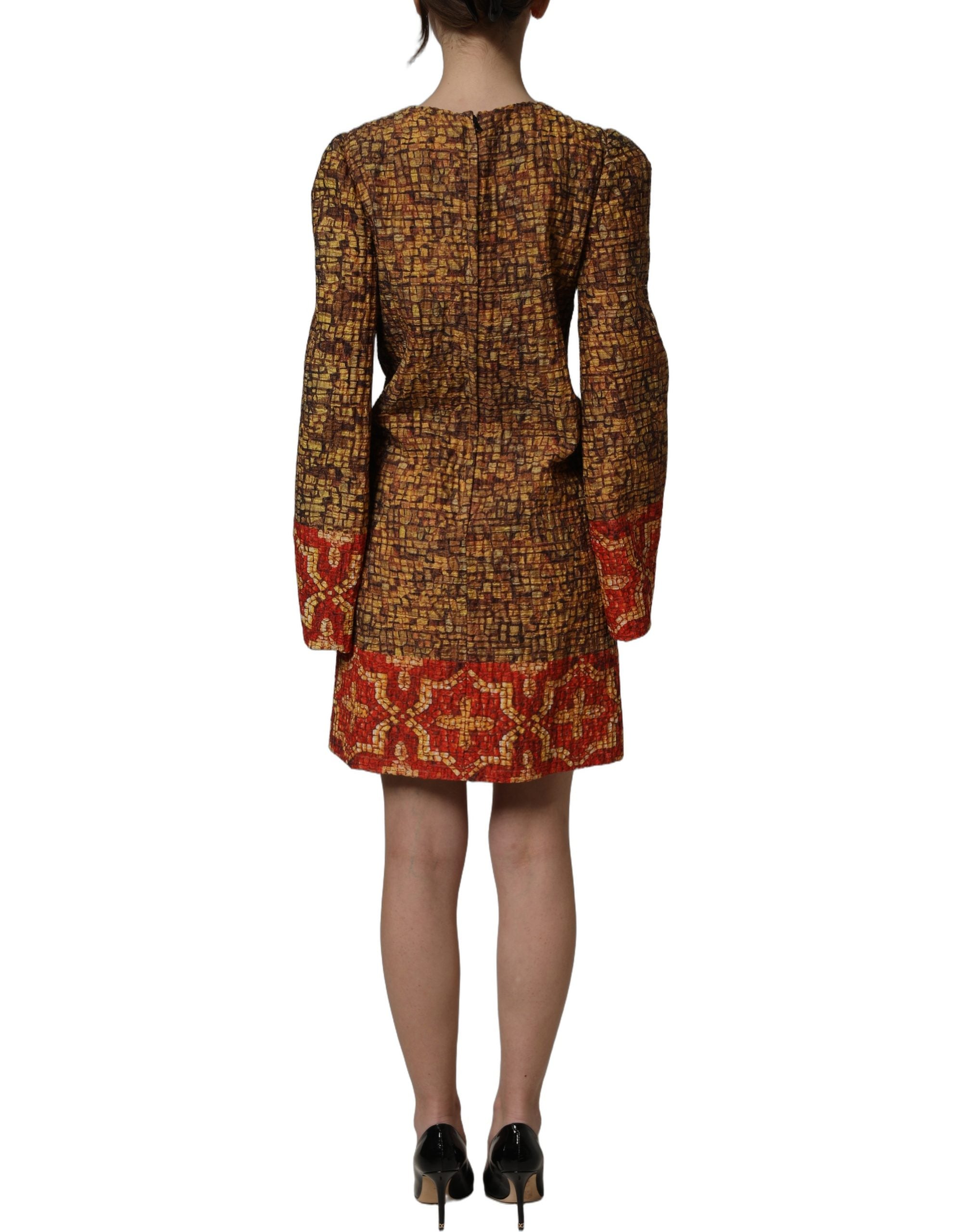 Dolce & Gabbana Multicolor Mosaic Long Sleeves Mini Dress Dolce & Gabbana