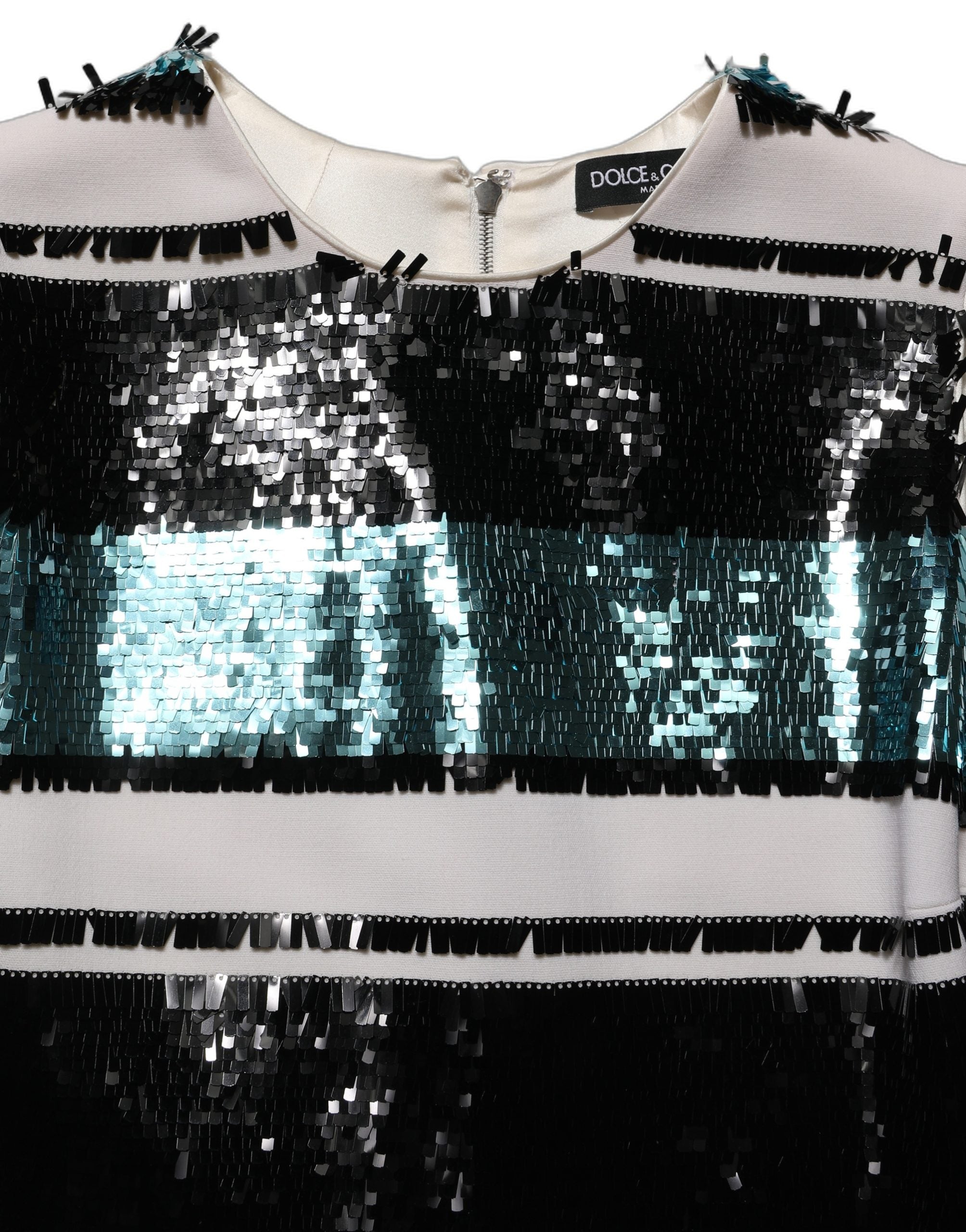 Dolce & Gabbana Multicolor Sequined Sleeveless Shift Dress Dolce & Gabbana