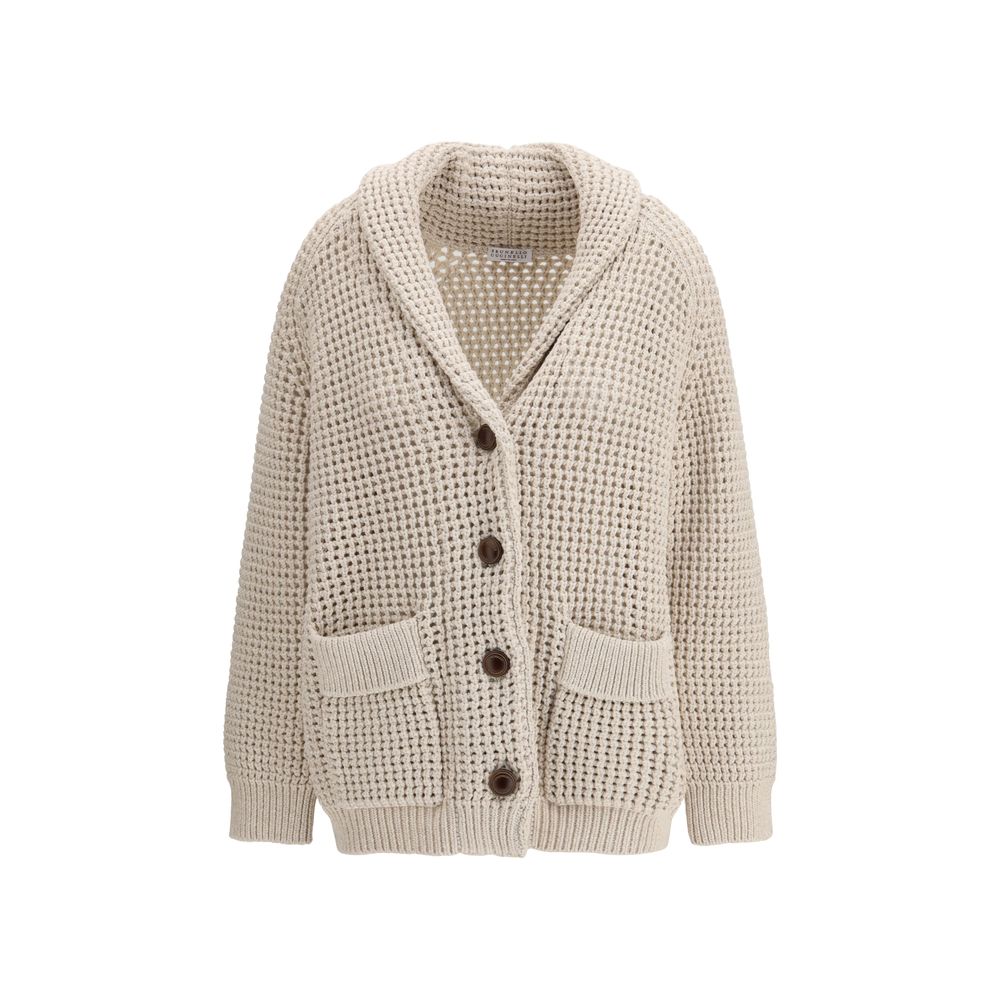 Brunello Cucinelli Beige Cotton Cardigan Brunello Cucinelli
