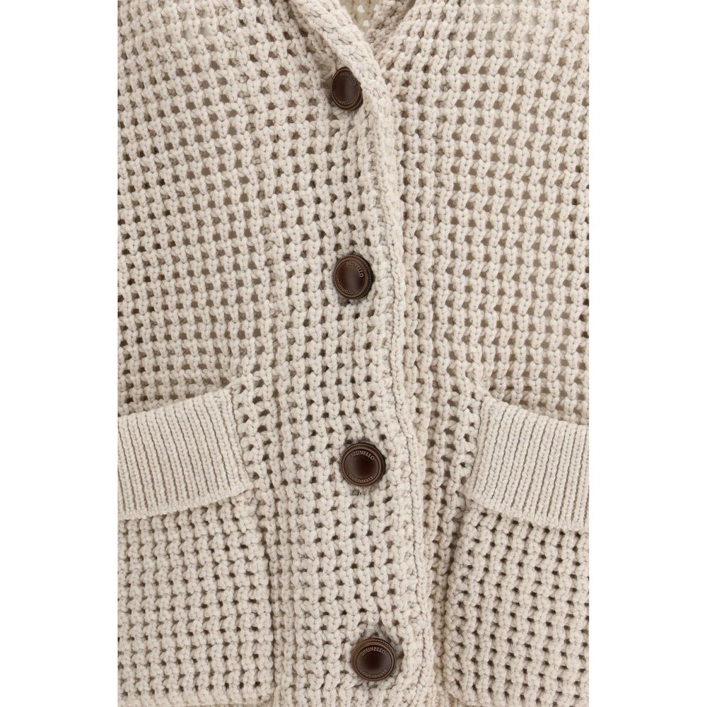 Brunello Cucinelli Beige Cotton Cardigan Brunello Cucinelli