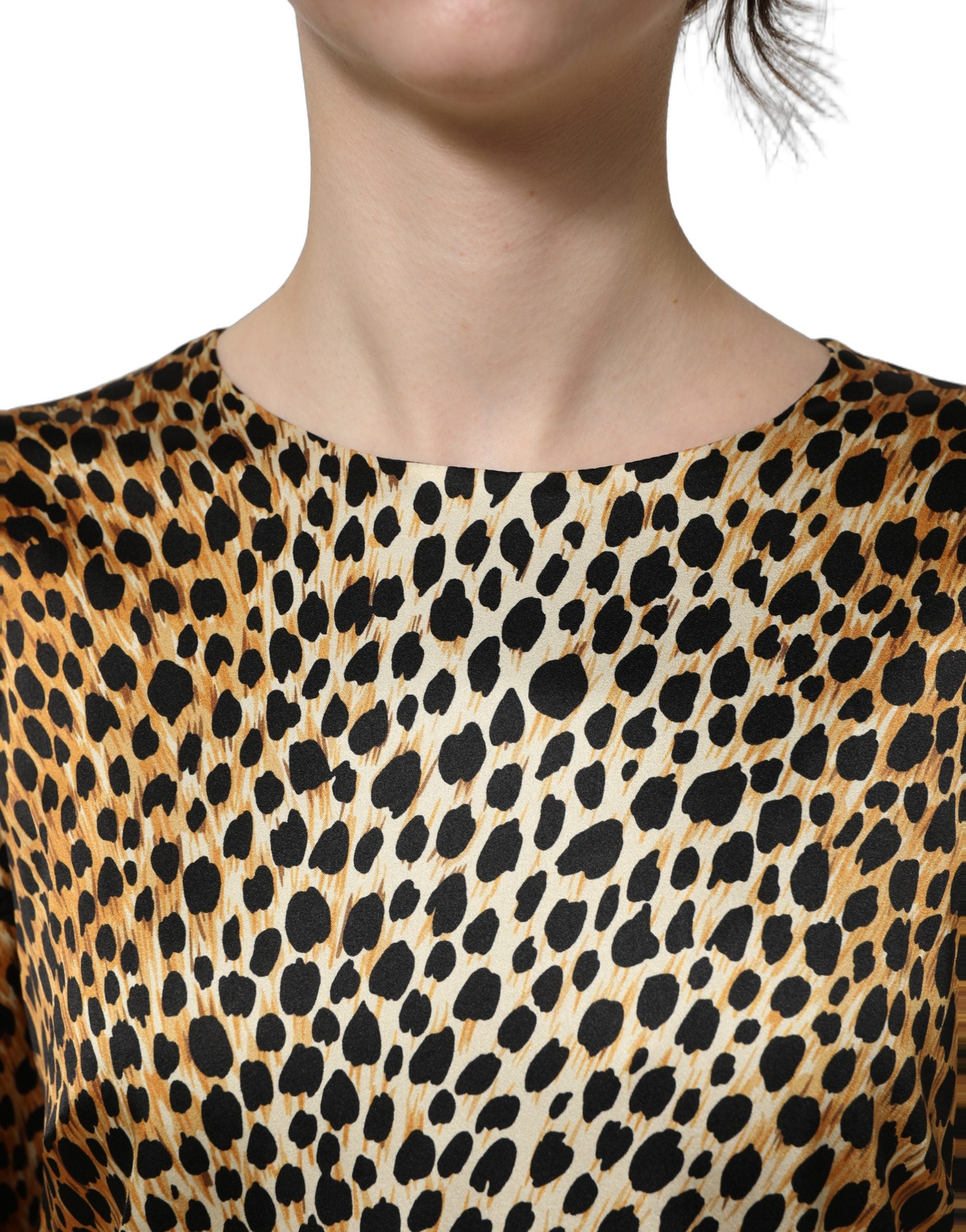 Dolce & Gabbana Brown Ocelot Print Long Sleeve Mini Dress Dolce & Gabbana