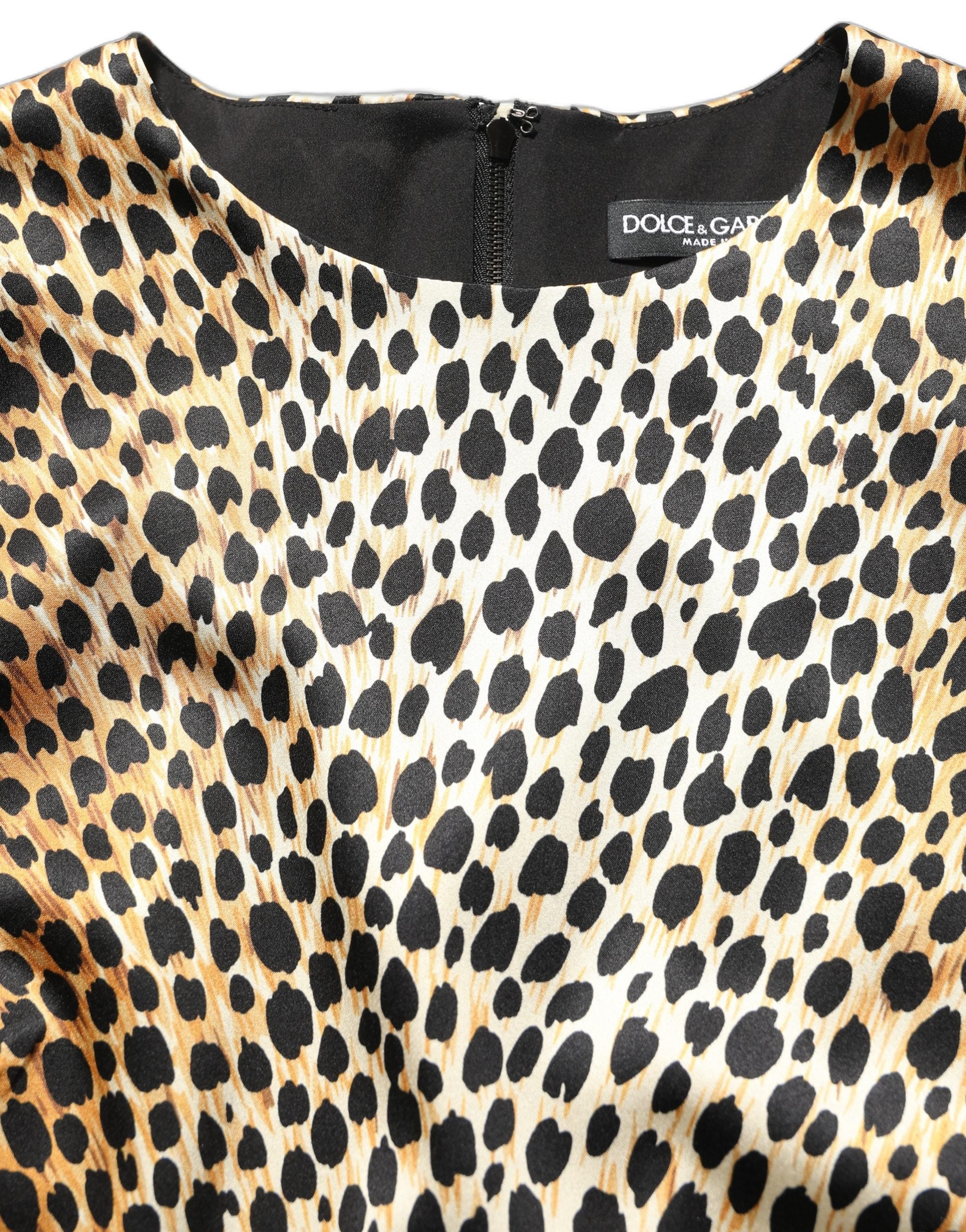 Dolce & Gabbana Brown Ocelot Print Long Sleeve Mini Dress Dolce & Gabbana
