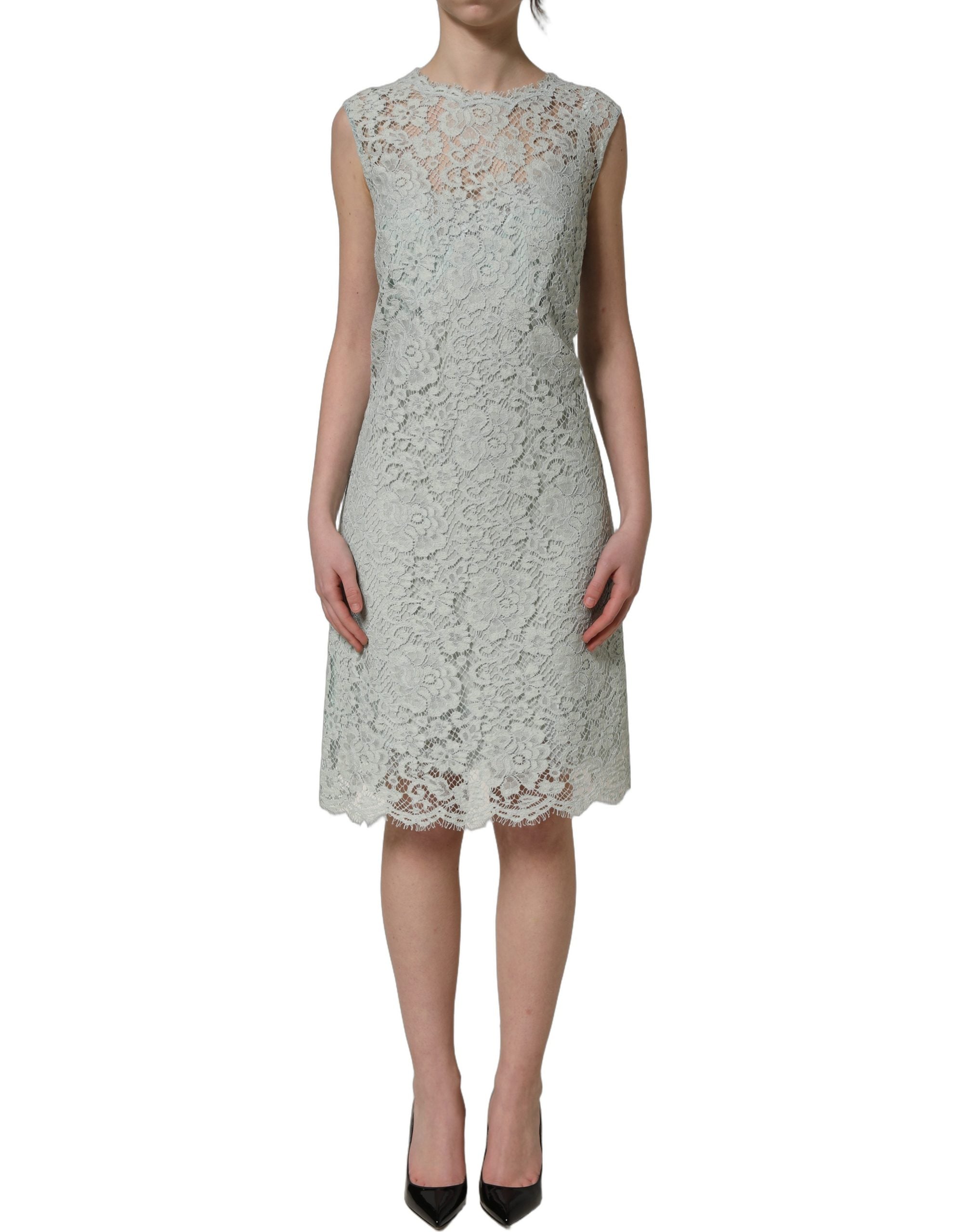 Dolce & Gabbana Mint Green Lace Sleeveless Knee Length Dress Dolce & Gabbana