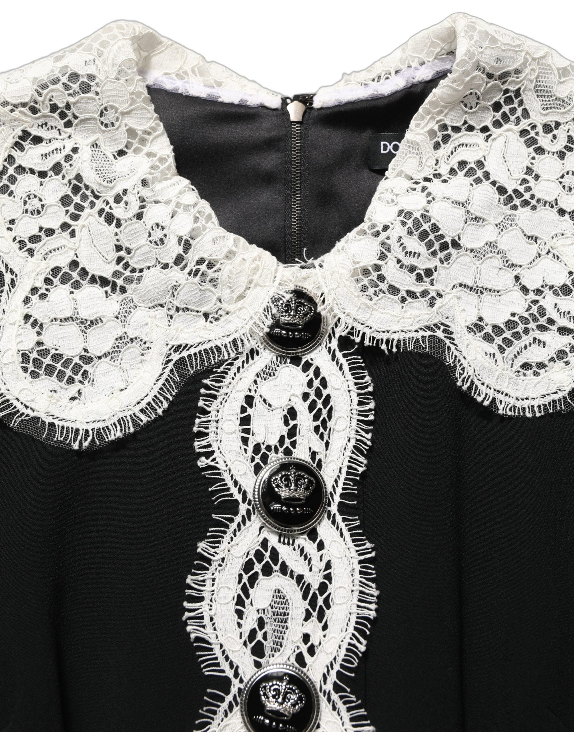 Dolce & Gabbana Black Lace Detailing Long Sleeves Midi Dress Dolce & Gabbana