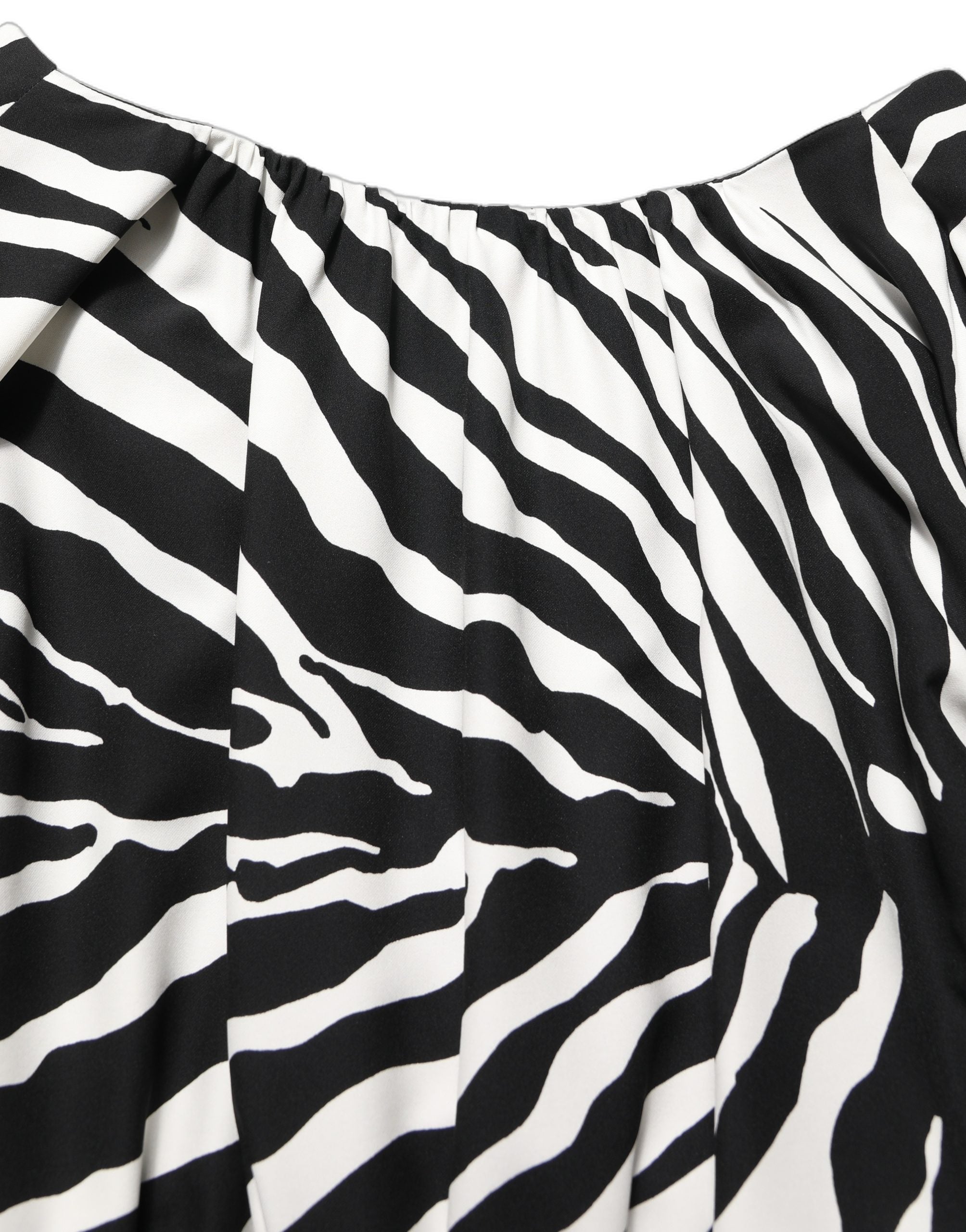 Dolce & Gabbana Black White Zebra Ruched Silk Mini Dress Dolce & Gabbana