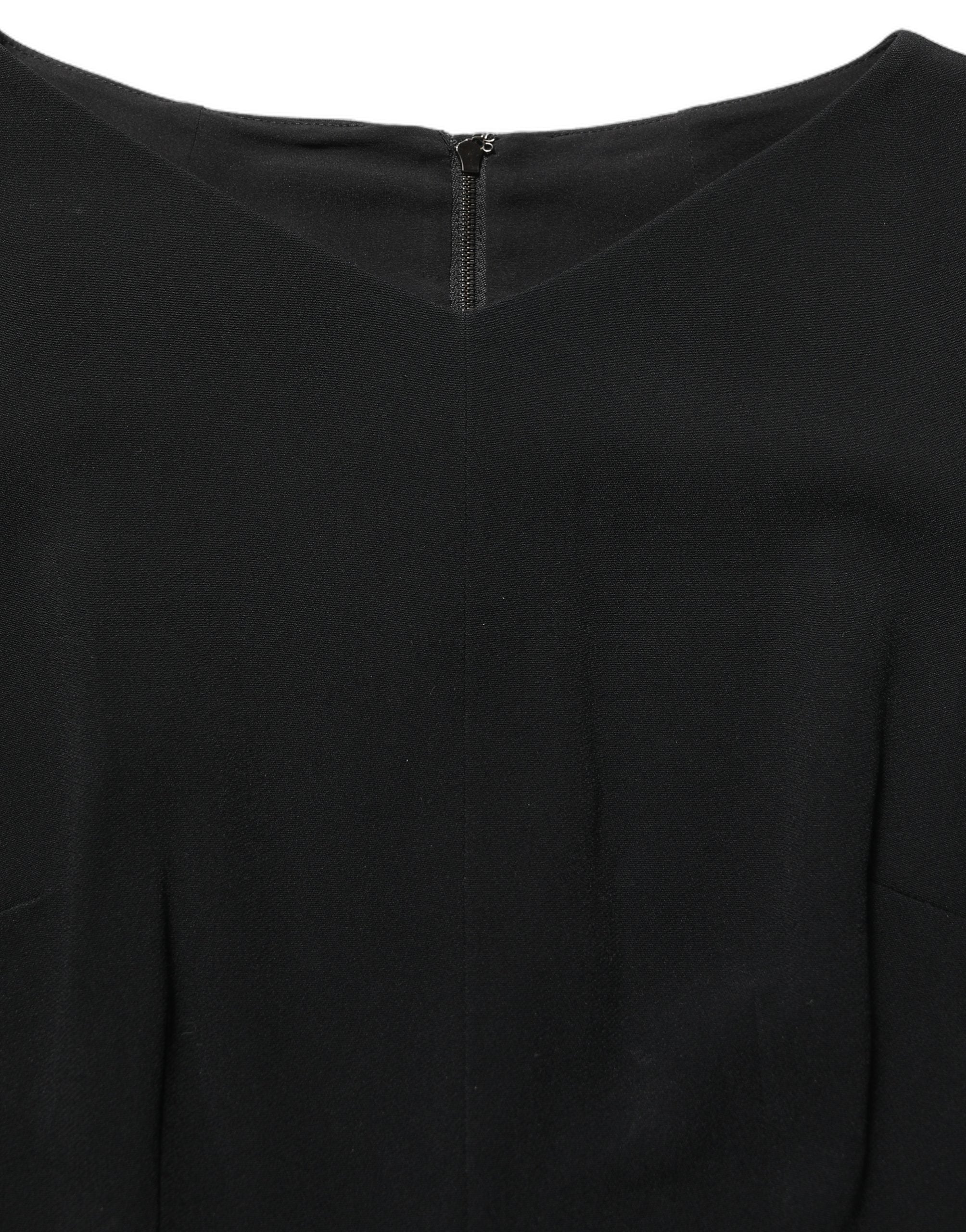 Dolce & Gabbana Black Viscose Short Sleeve A-line Midi Dress Dolce & Gabbana