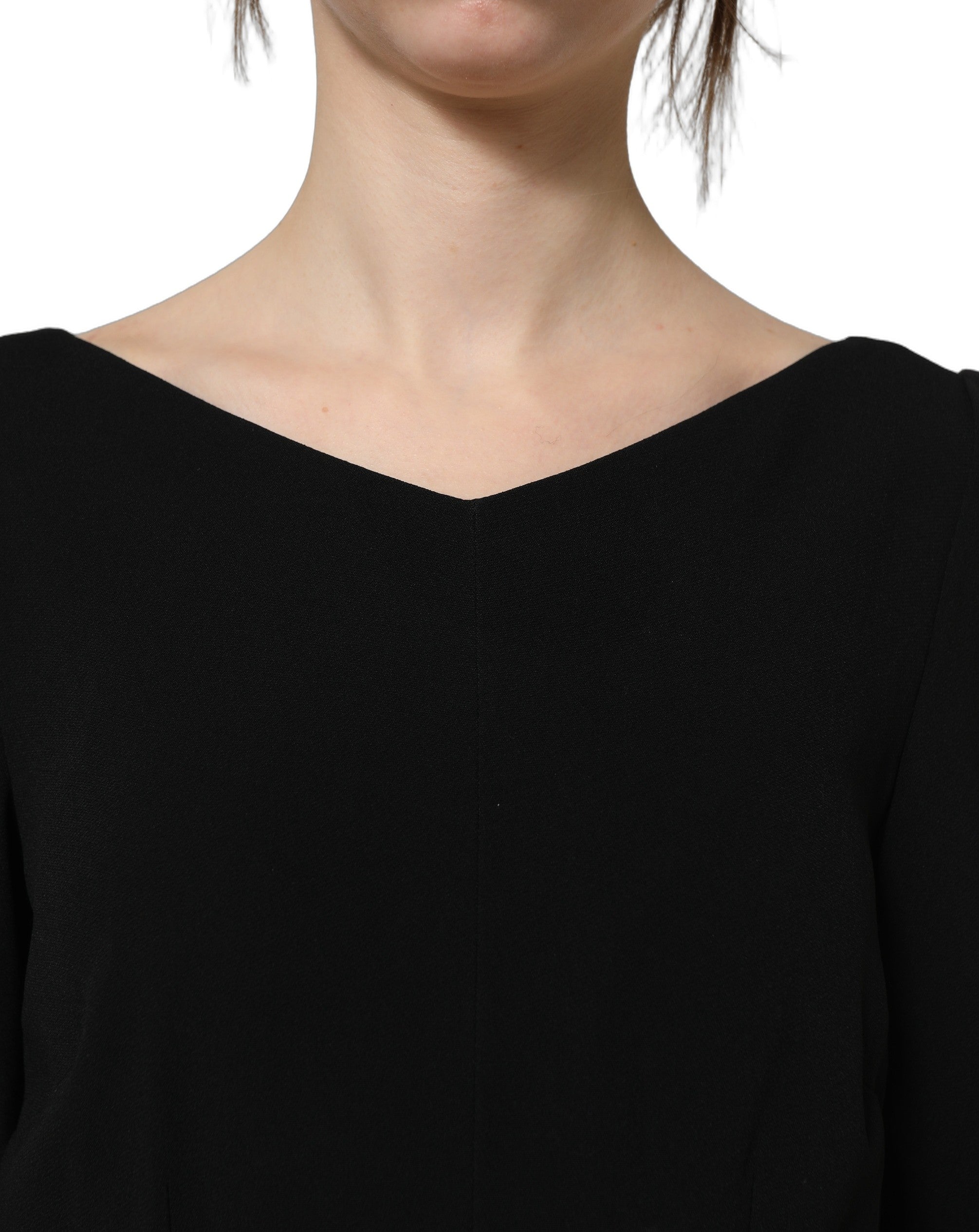 Dolce & Gabbana Black Viscose Short Sleeve A-line Midi Dress Dolce & Gabbana