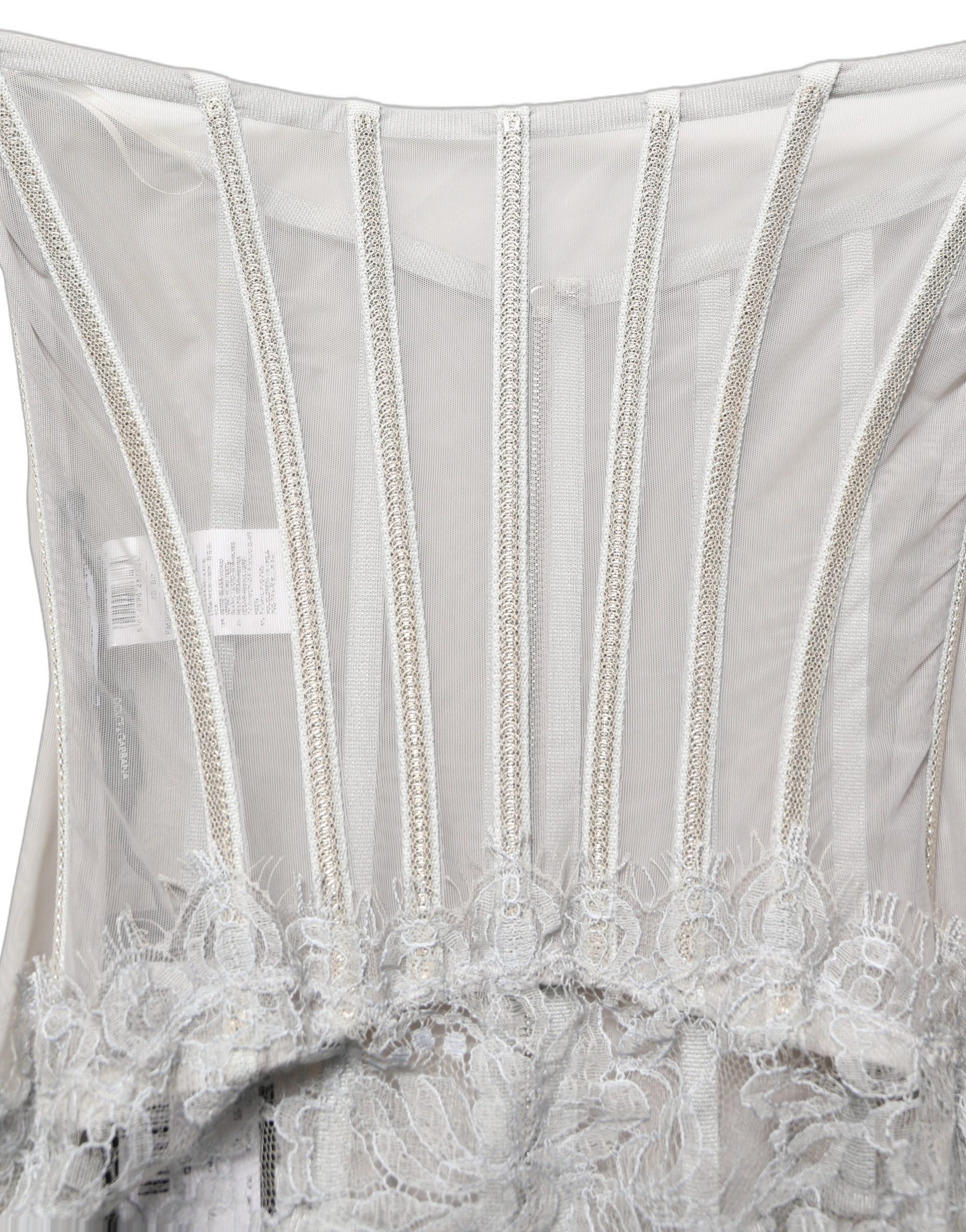 Dolce & Gabbana Gray Lace Corset Style Bodice Maxi Dress Dolce & Gabbana