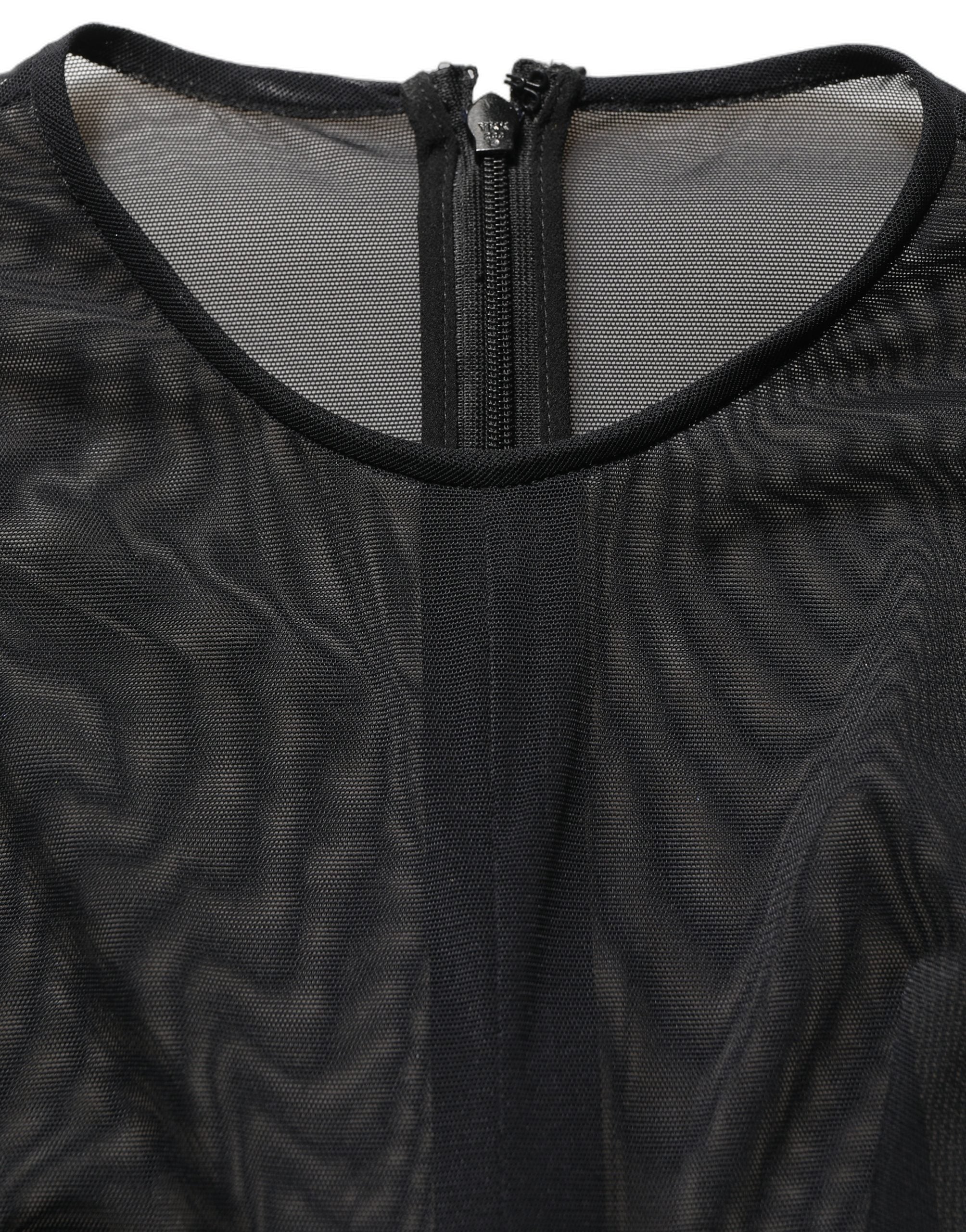 Dolce & Gabbana Black Long Sleeve Sheer Fitted Maxi Dress Dolce & Gabbana