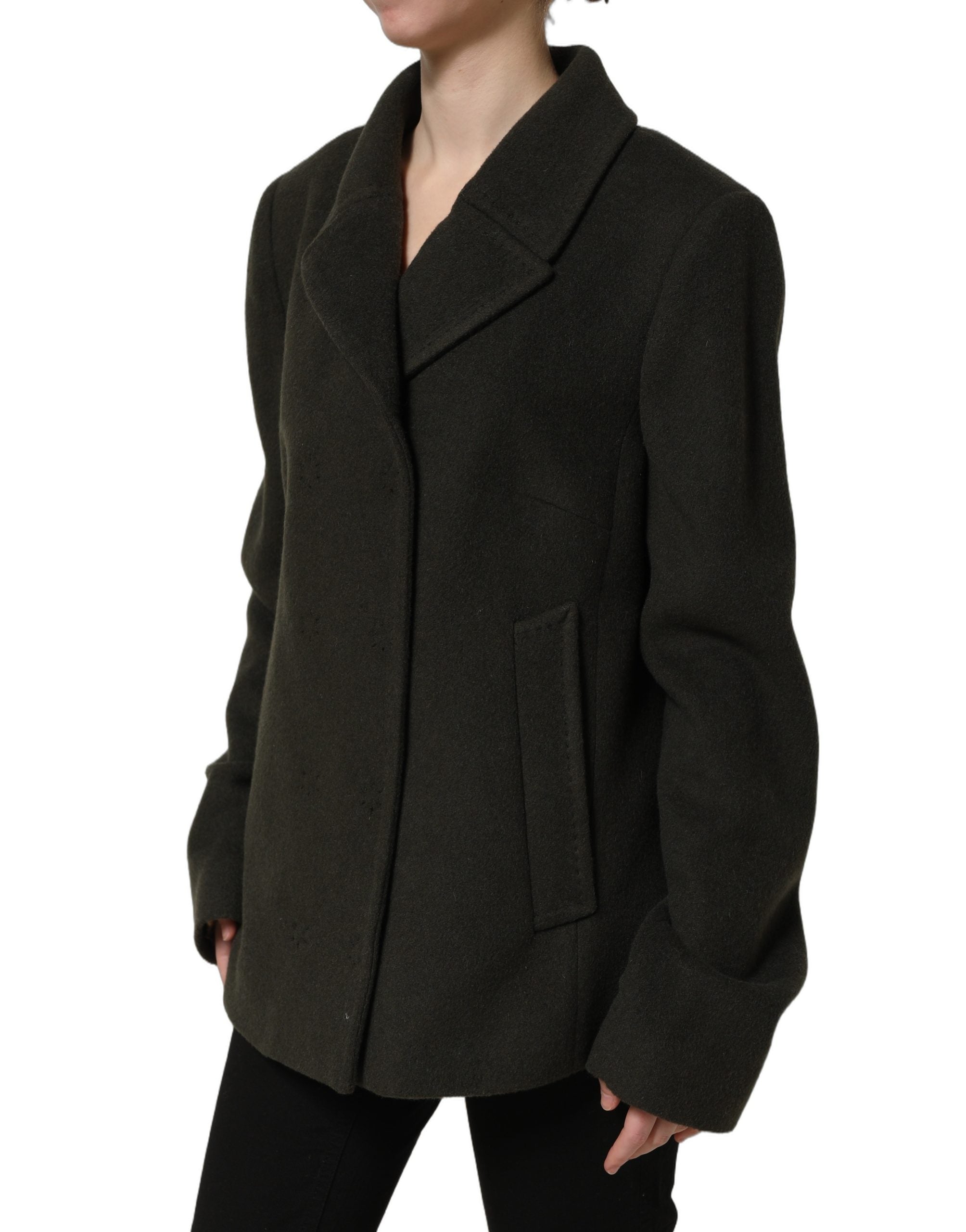 Dolce & Gabbana Dark Green Double Breasted Peacoat Jacket Dolce & Gabbana