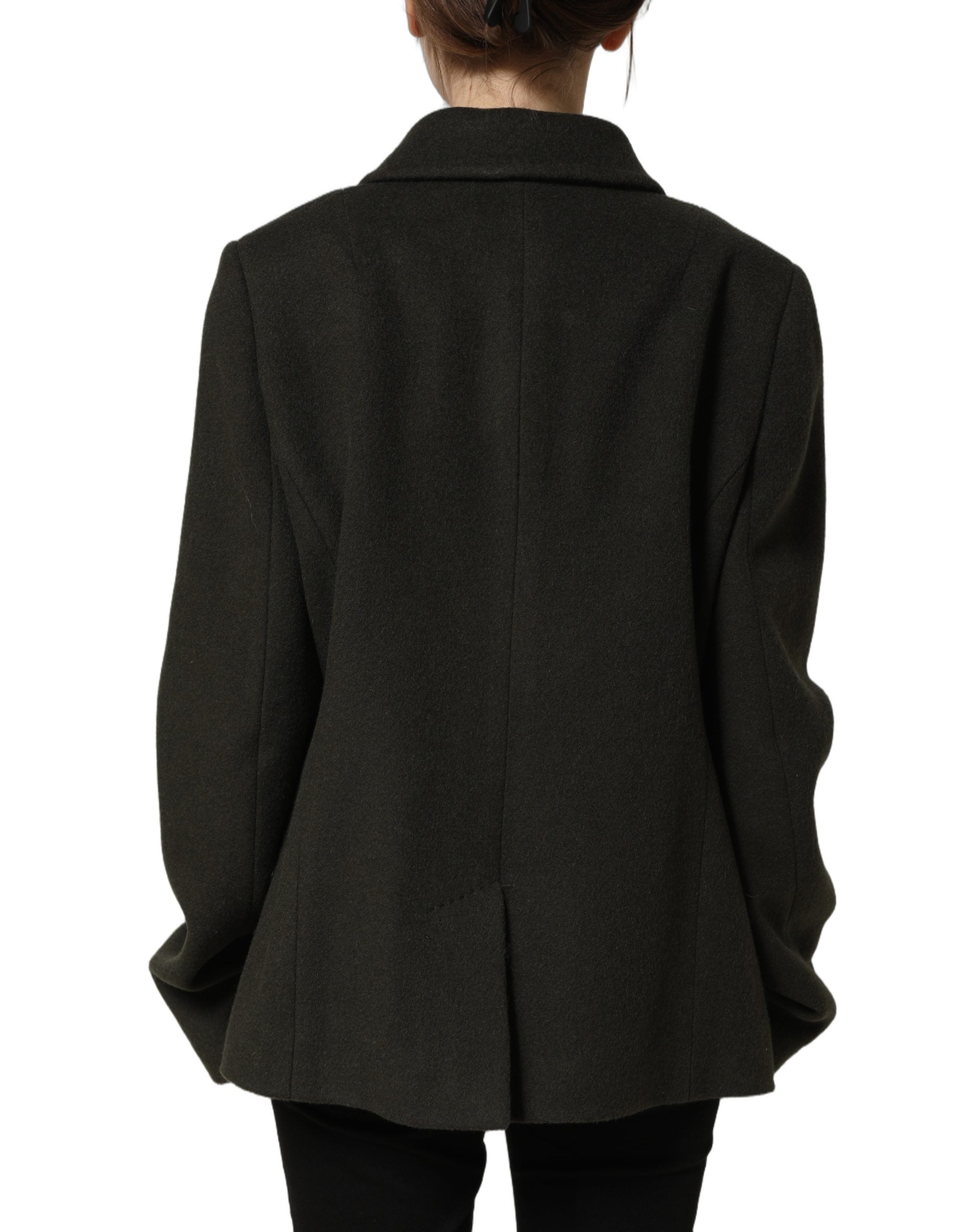 Dolce & Gabbana Dark Green Double Breasted Peacoat Jacket Dolce & Gabbana