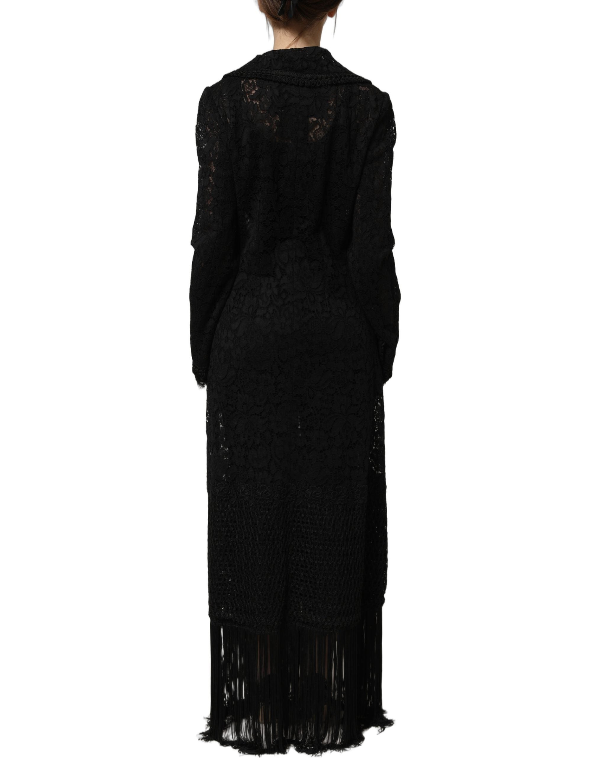 Dolce & Gabbana Black Embellished Guipure Lace Coat Jacket Dolce & Gabbana