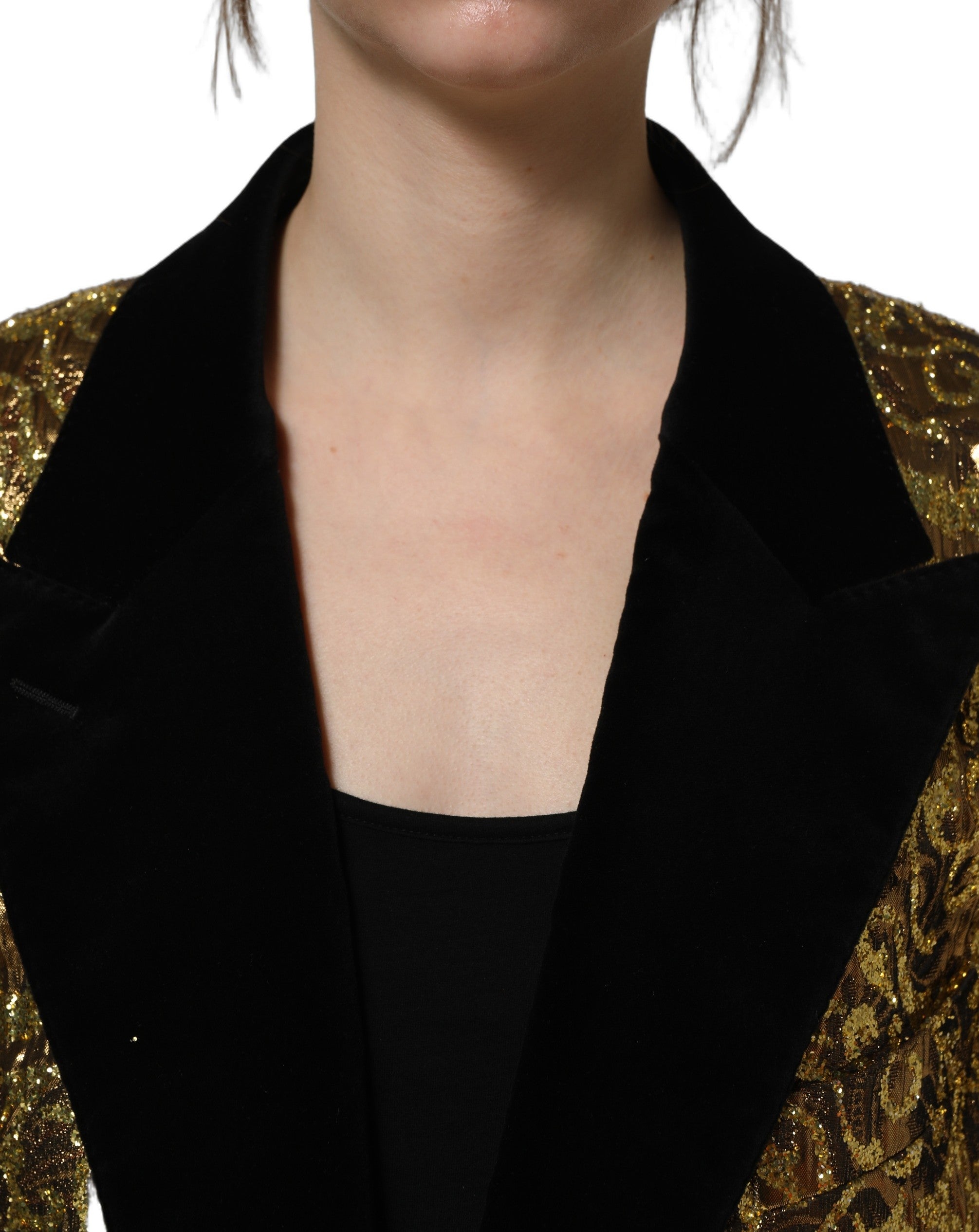 Dolce & Gabbana Gold Floral Jacquard Wool Trench Coat Jacket Dolce & Gabbana