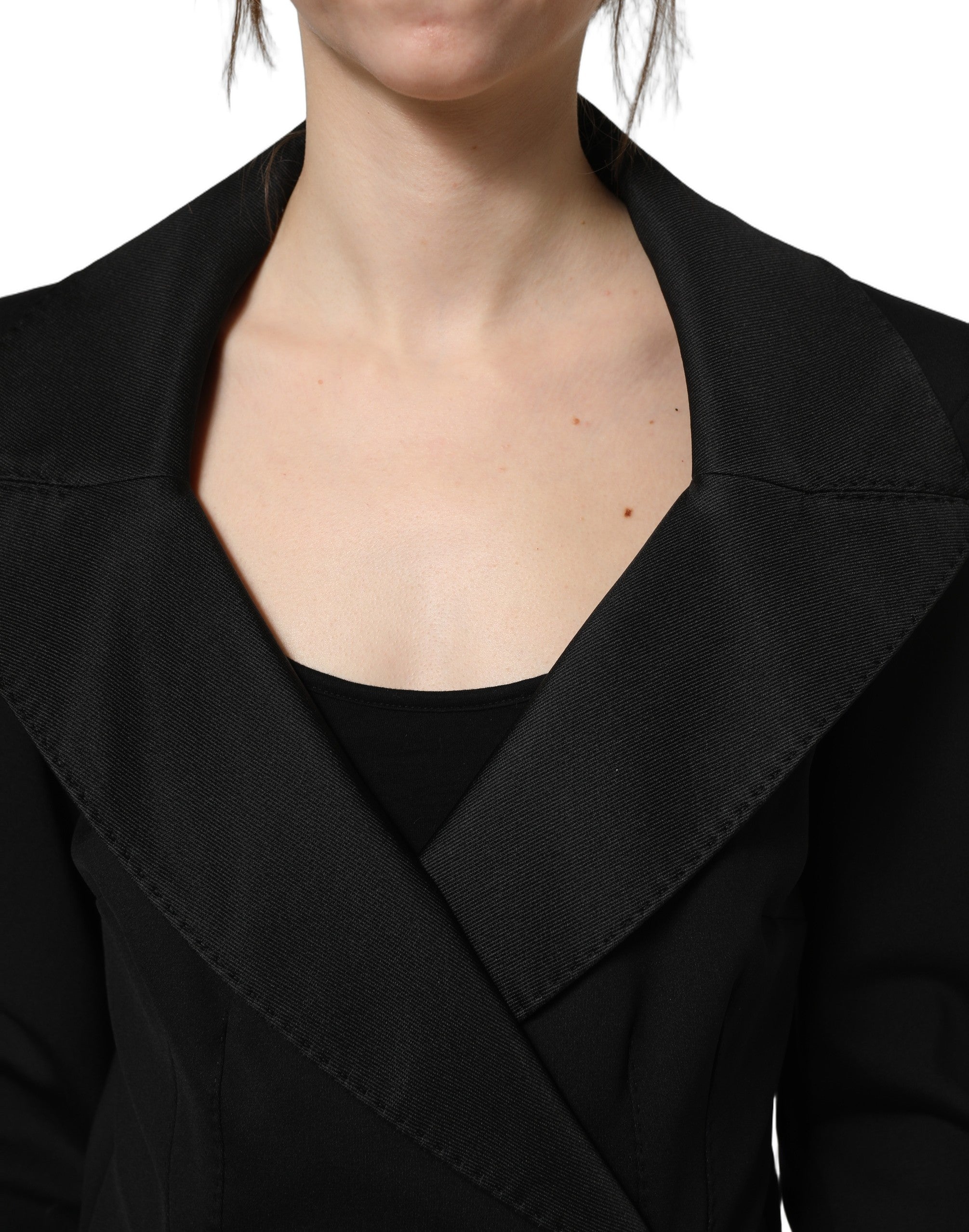 Dolce & Gabbana Black Nylon Double Breasted Coat Jacket Dolce & Gabbana