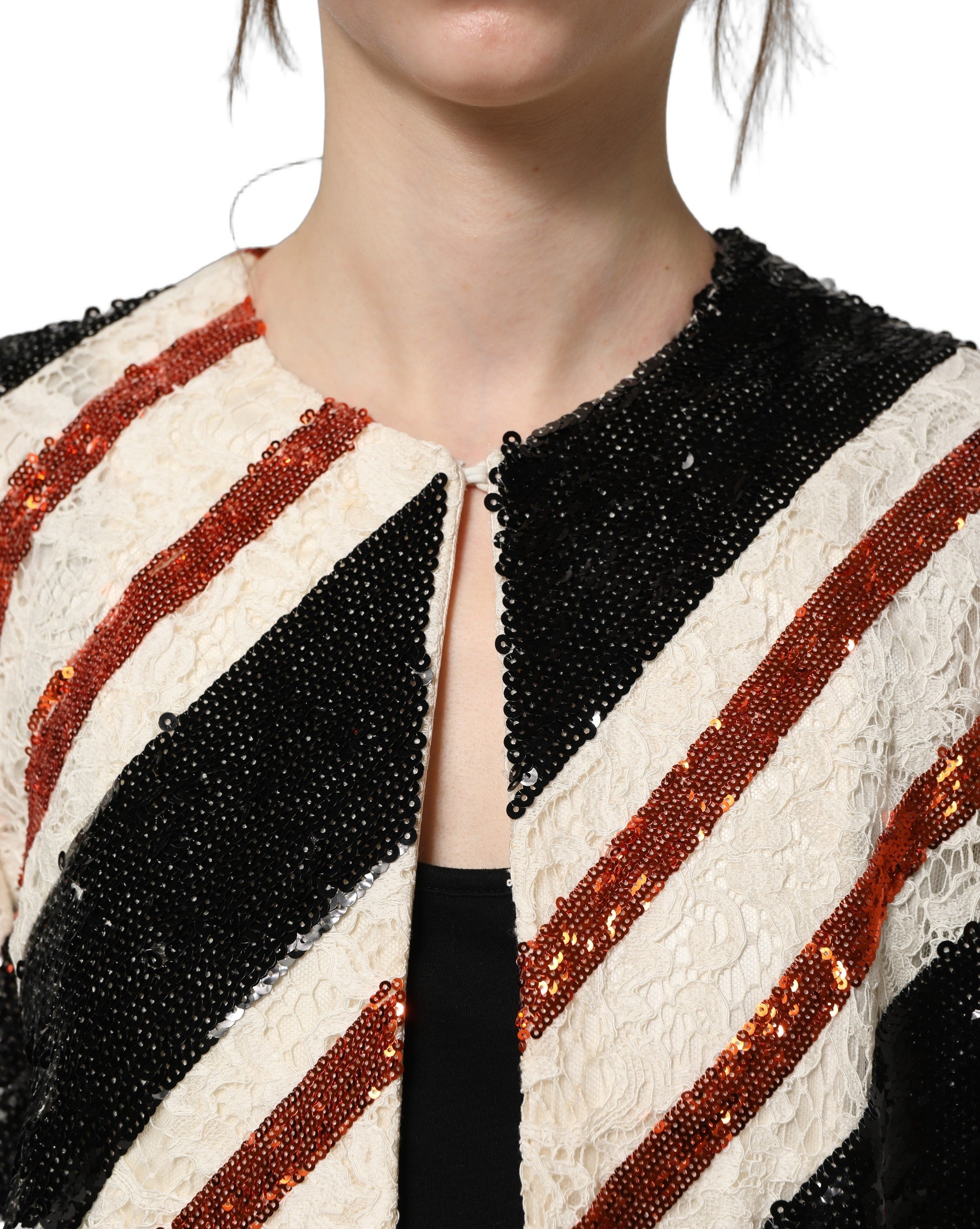 Dolce & Gabbana Multicolor Stripe Sequin Duster Coat Jacket Dolce & Gabbana
