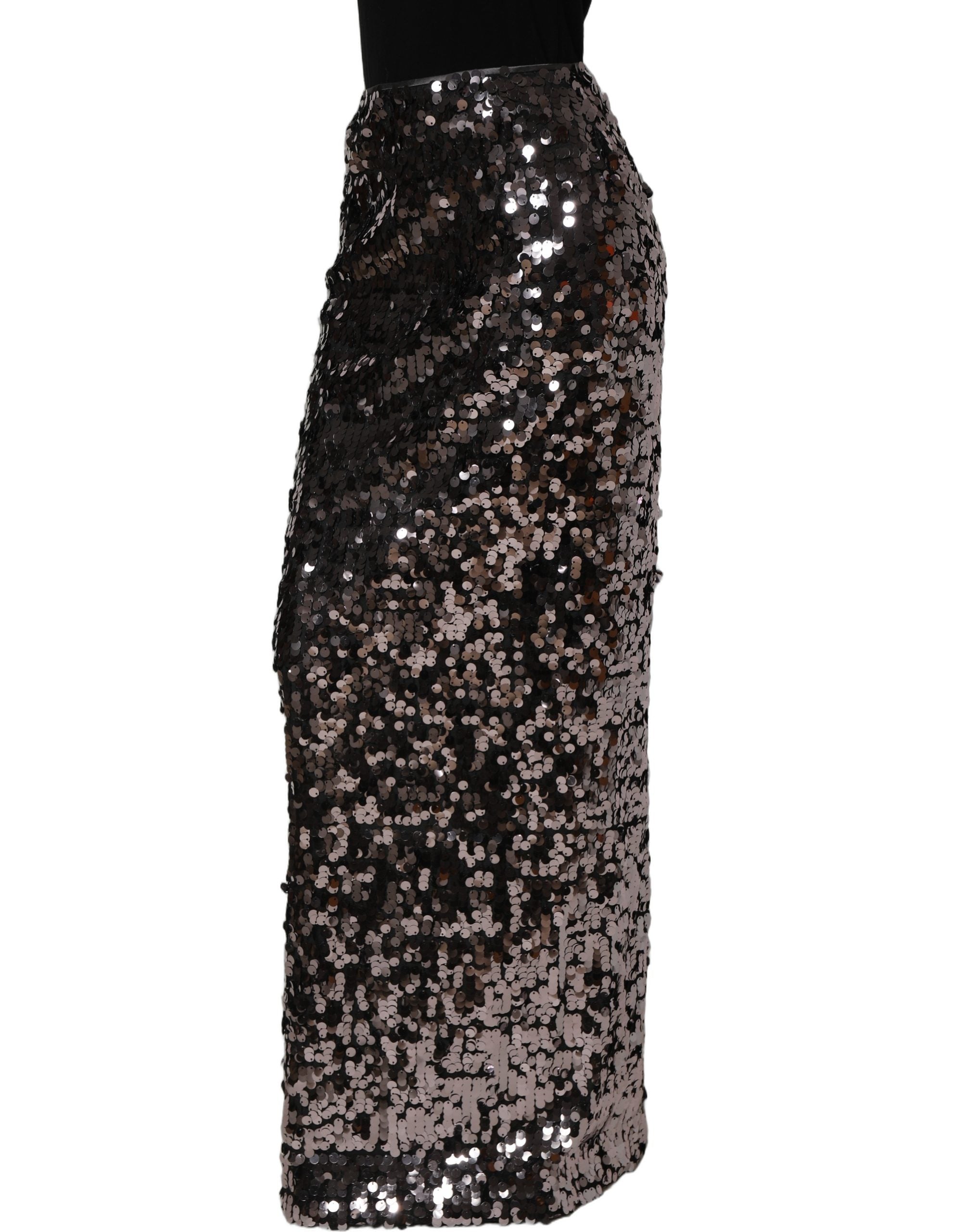 Dolce & Gabbana Brown Sequinned Embellished PencilCut Skirt Dolce & Gabbana