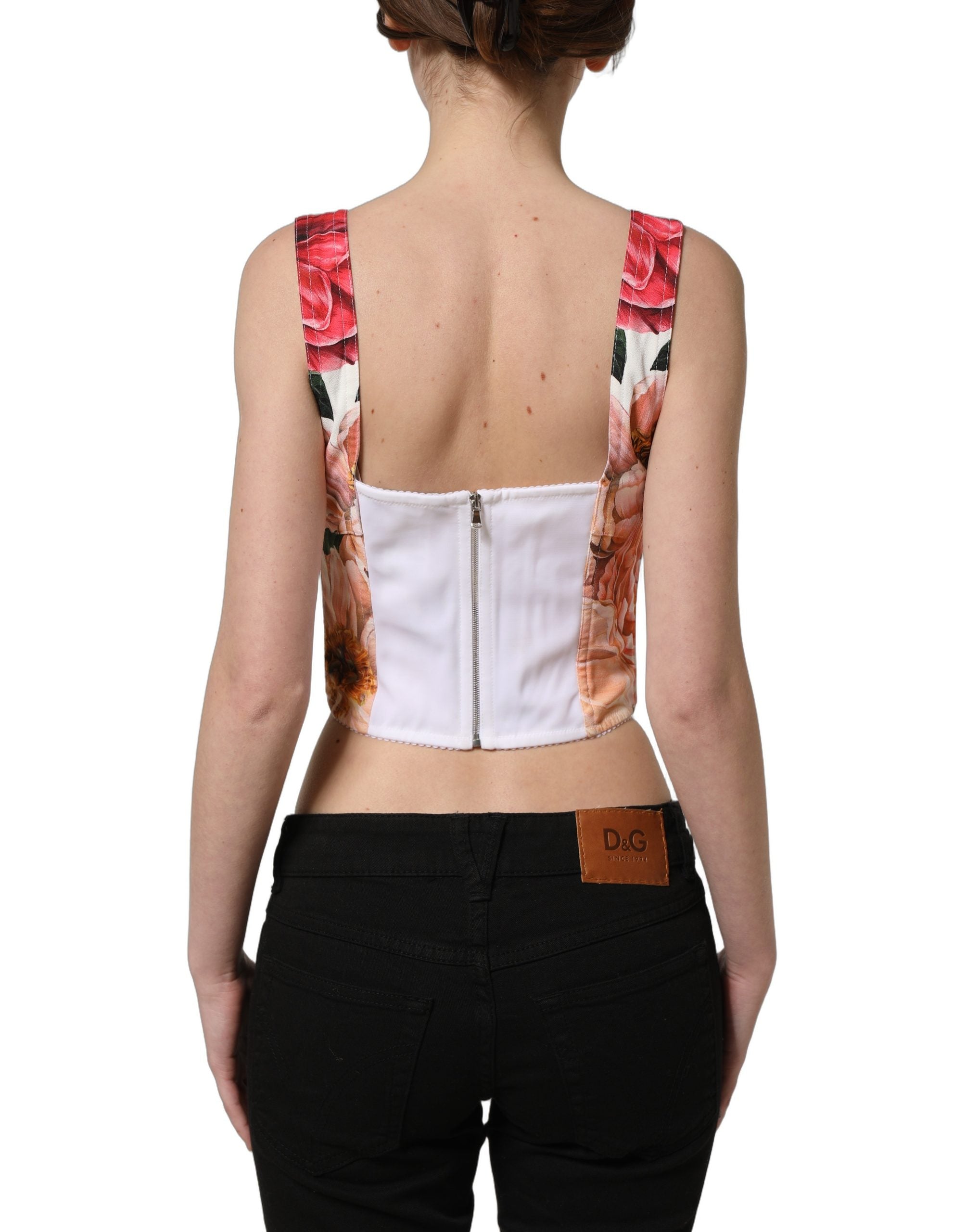 Dolce & Gabbana Multicolor Floral Cropped Bustier Tank Top Dolce & Gabbana