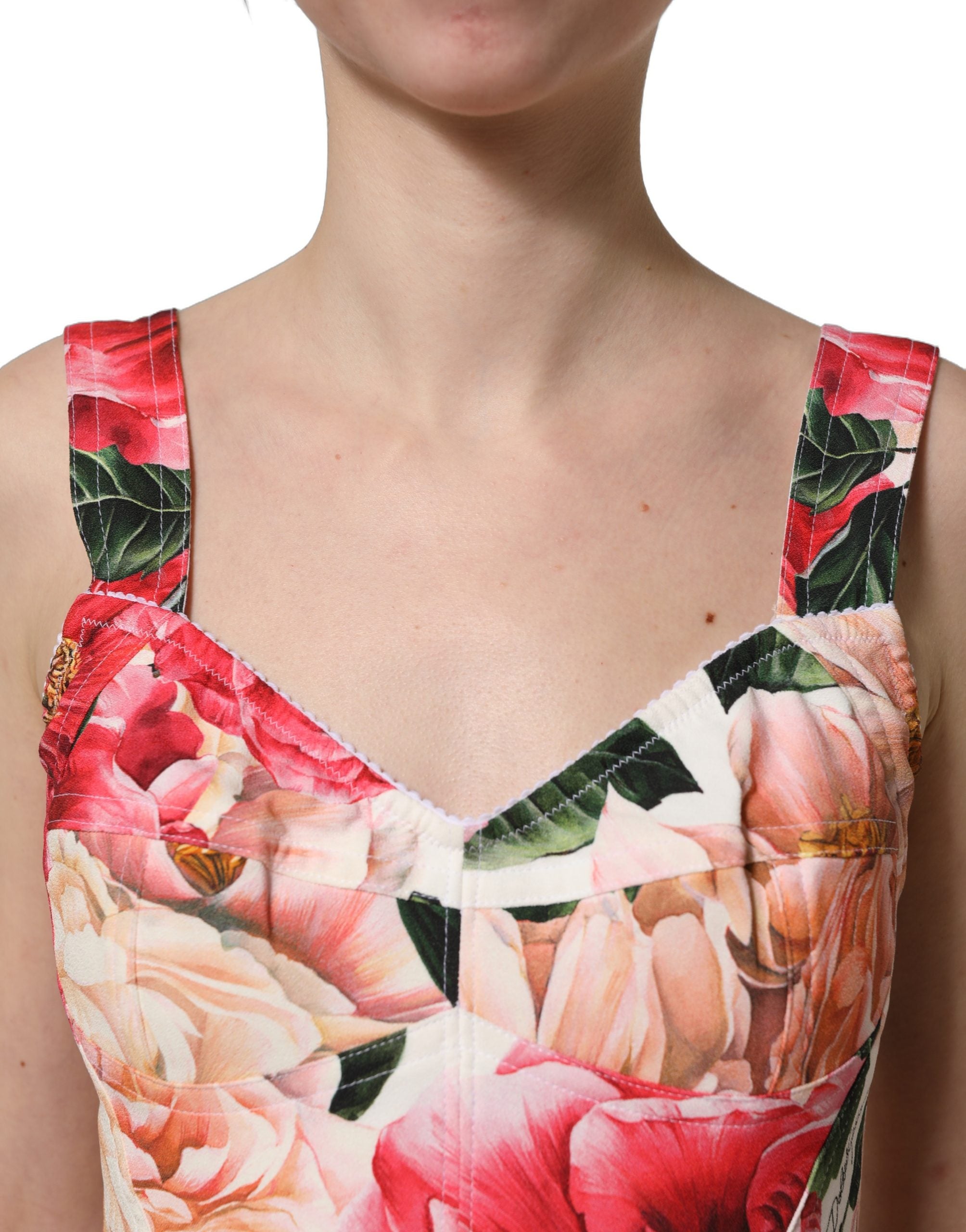 Dolce & Gabbana Multicolor Floral Cropped Bustier Tank Top Dolce & Gabbana