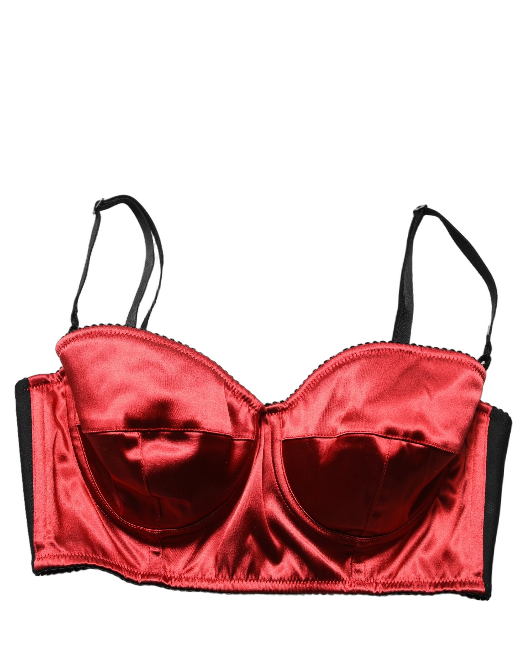 Dolce & Gabbana Red Polyester Satin Bustier Cropped Tank Top Dolce & Gabbana