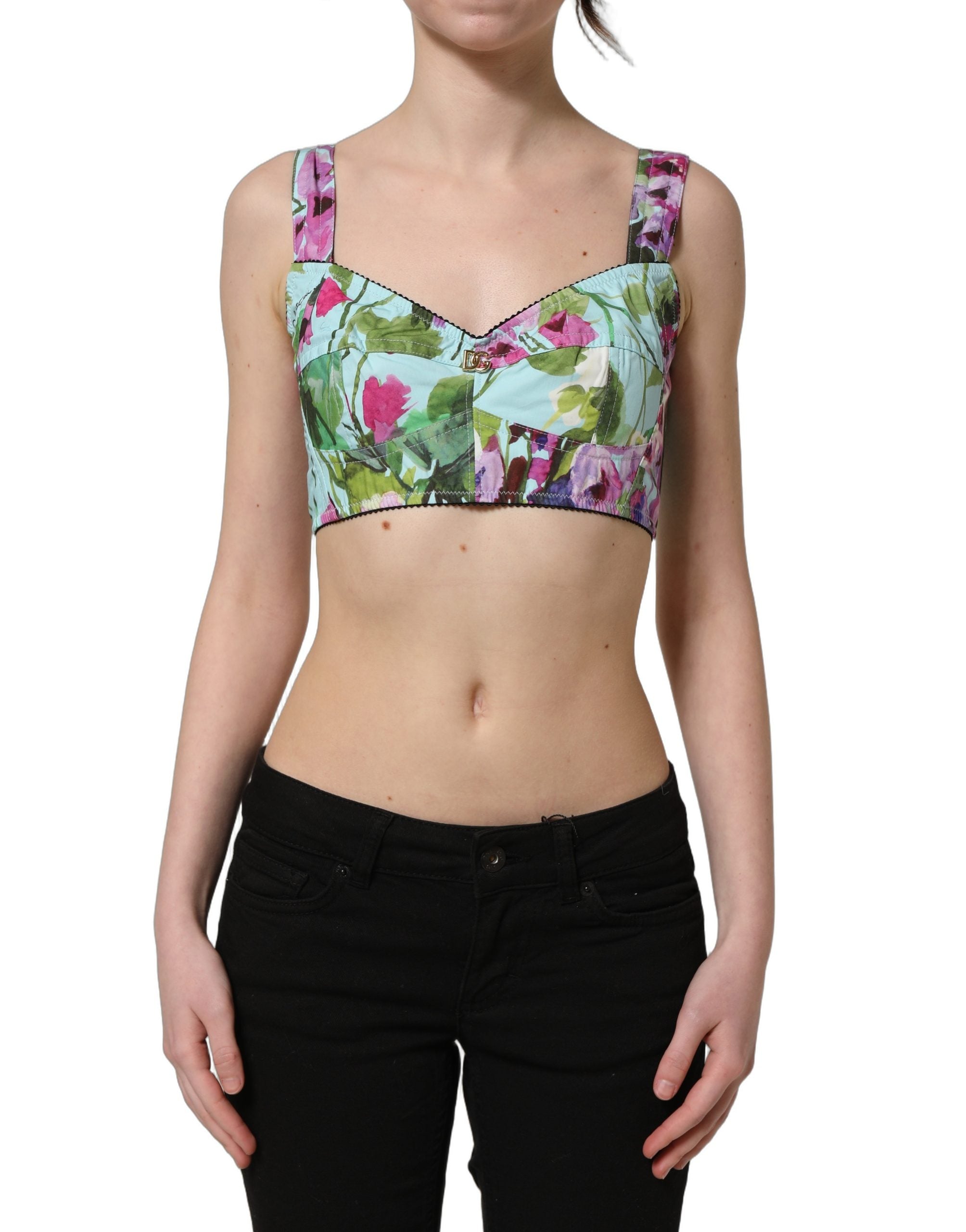 Dolce & Gabbana Multicolor Floral Cropped Bustier Tank Top Dolce & Gabbana