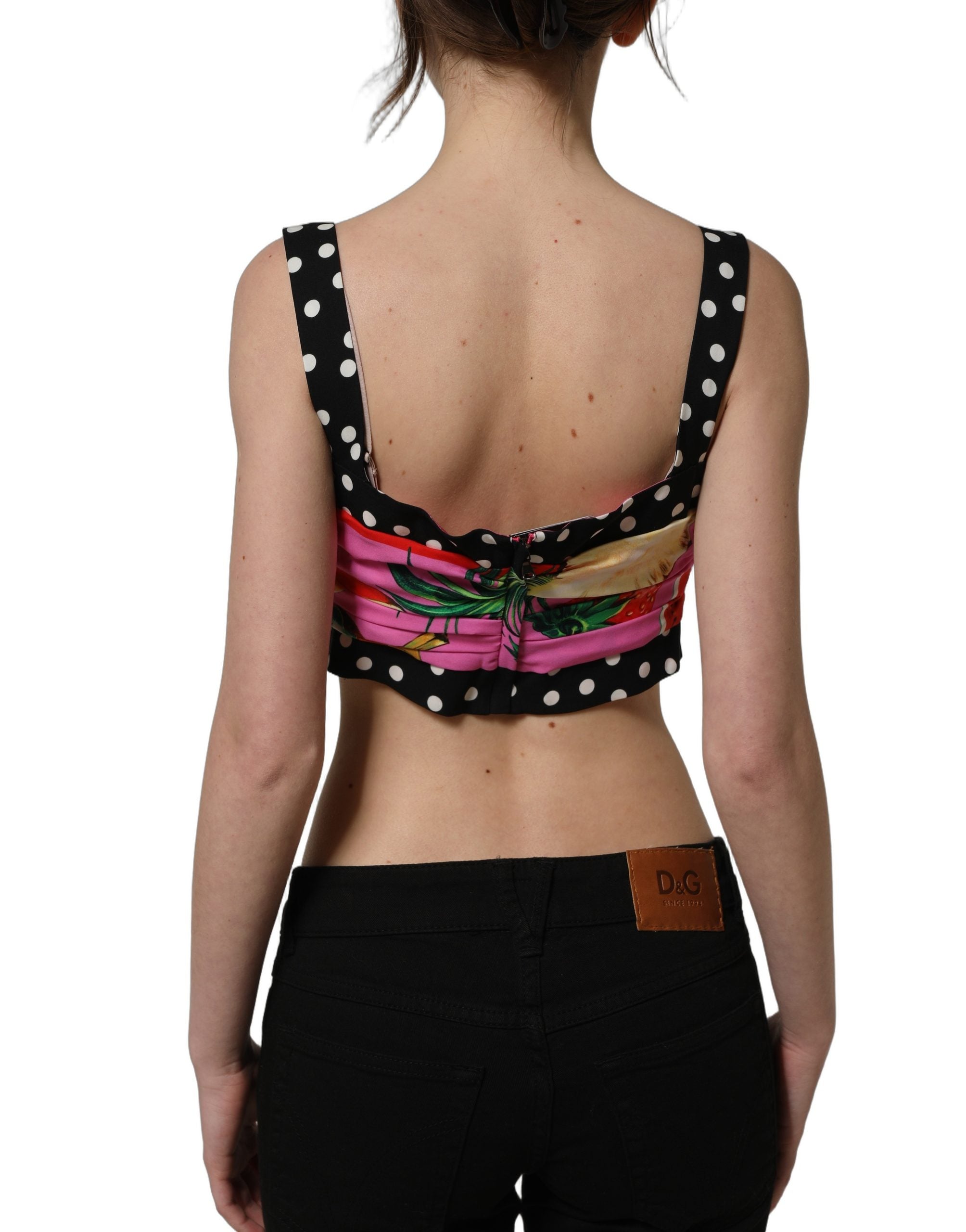 Dolce & Gabbana Multicolor Silk Cropped Bustier Corset Top Dolce & Gabbana