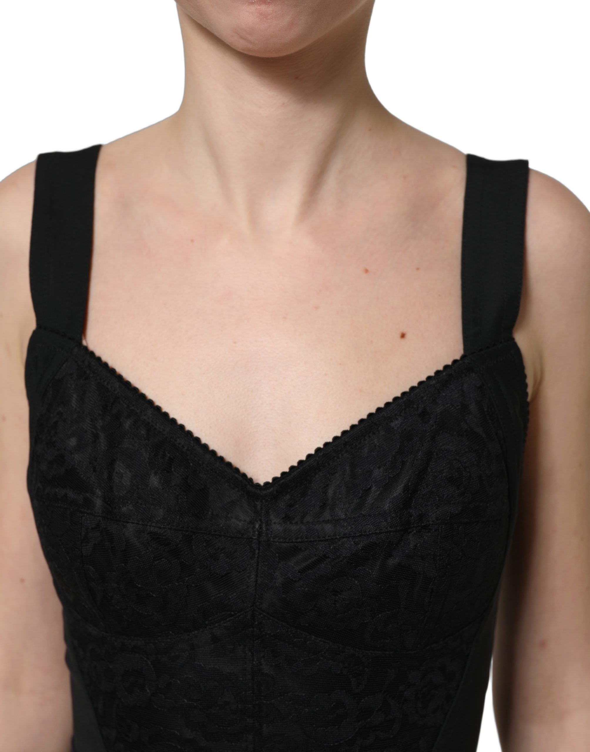 Dolce & Gabbana Black Floral Lace Corset Bodycon Bodysuit Dolce & Gabbana