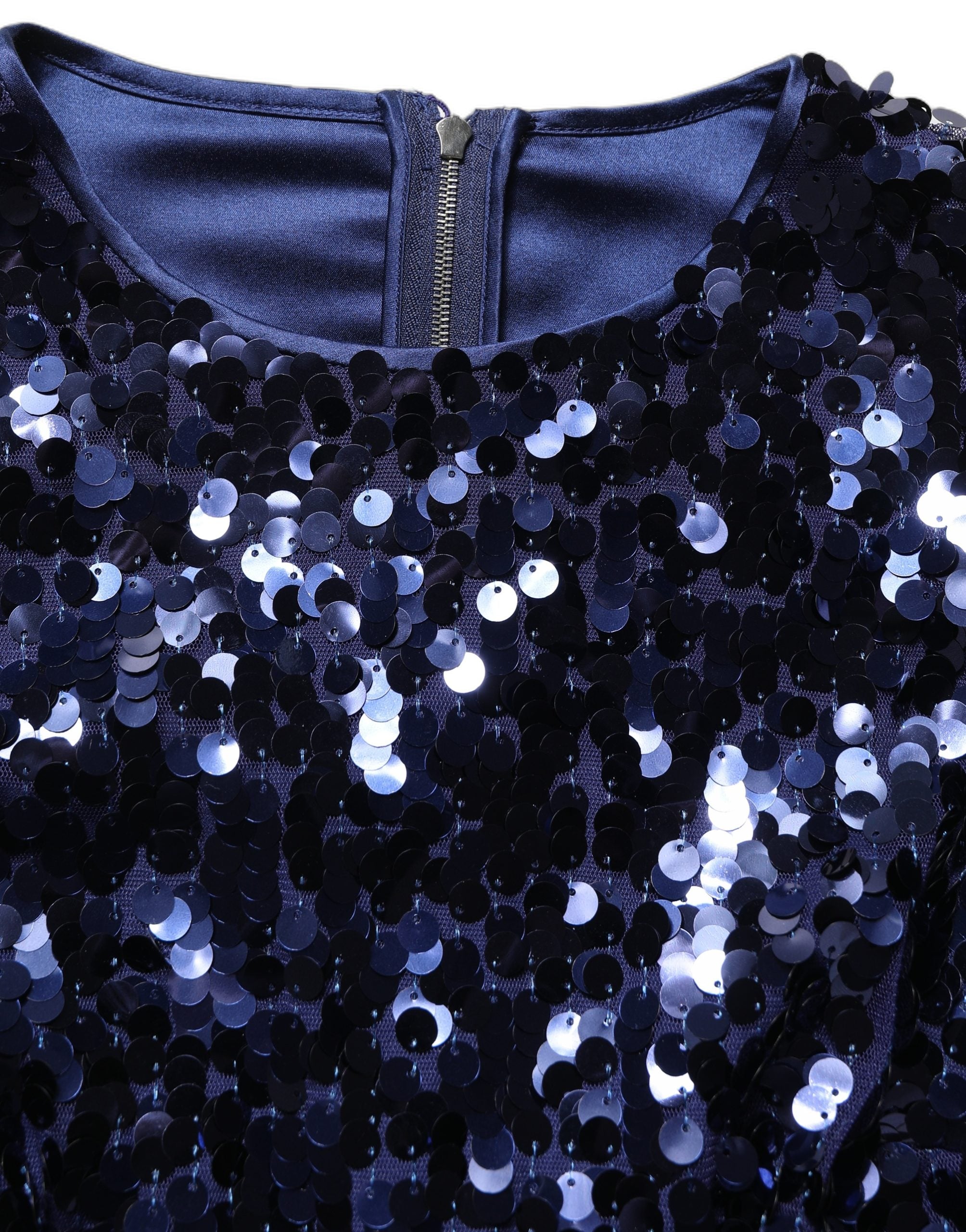 Dolce & Gabbana Blue Sequined Long Sleeves Crop Blouse Top Dolce & Gabbana