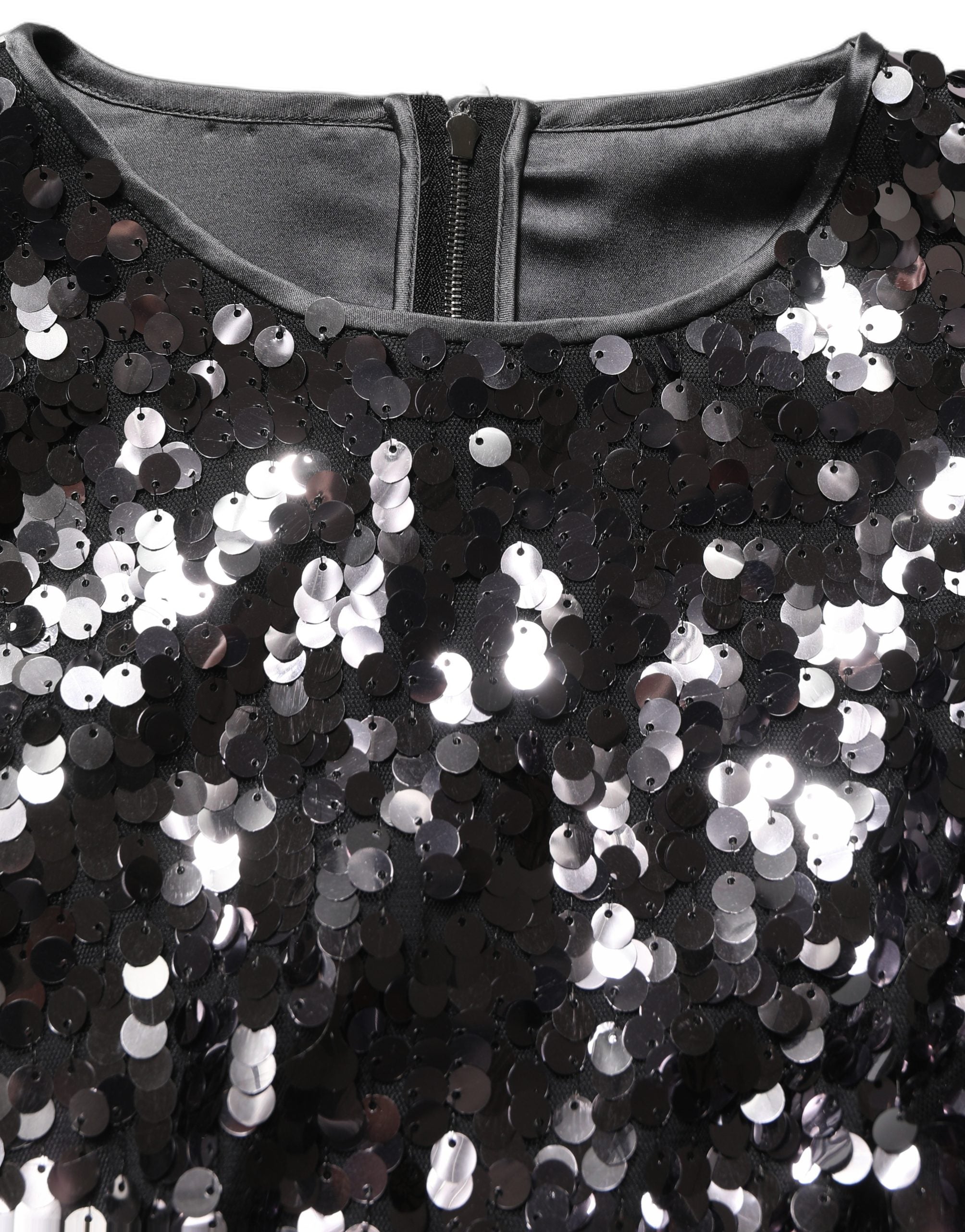 Dolce & Gabbana Black Sequined Long Sleeves Crop Blouse Top Dolce & Gabbana