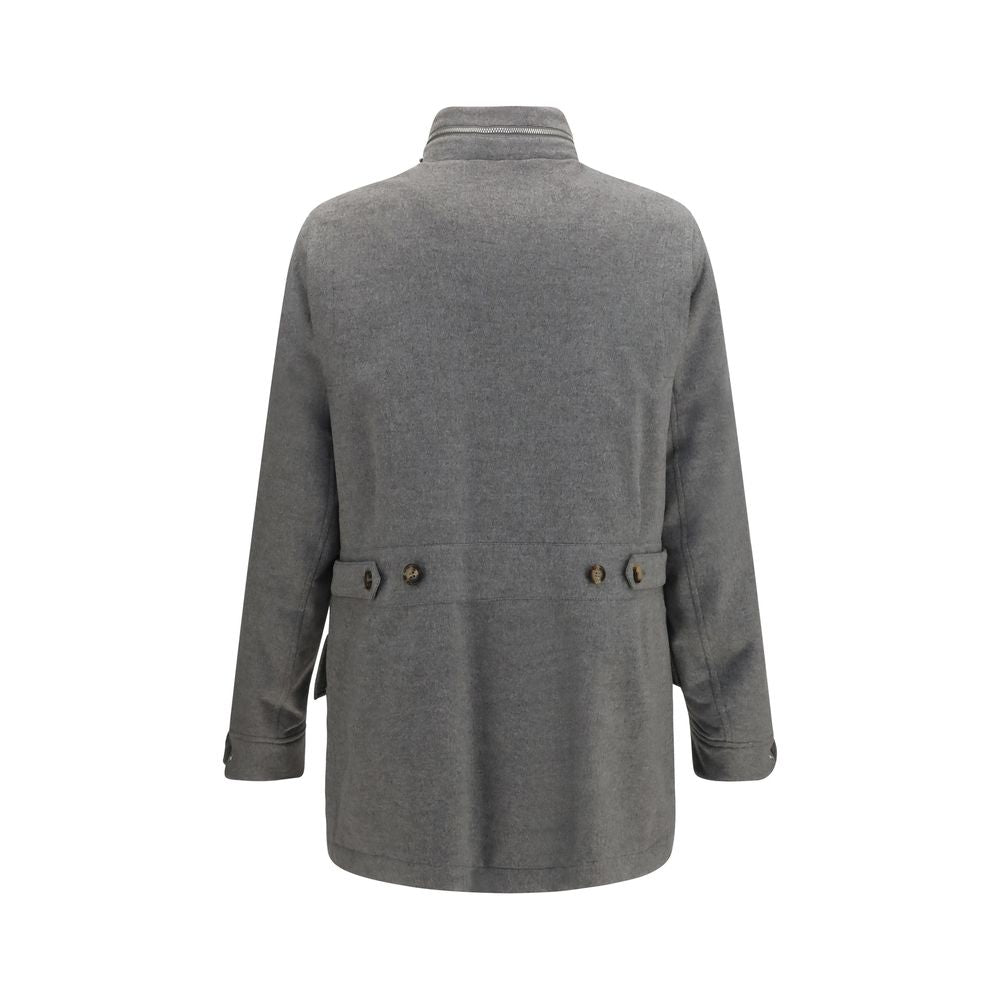 Brunello Cucinelli Gray Cashmere Full-Length Jacket Brunello Cucinelli