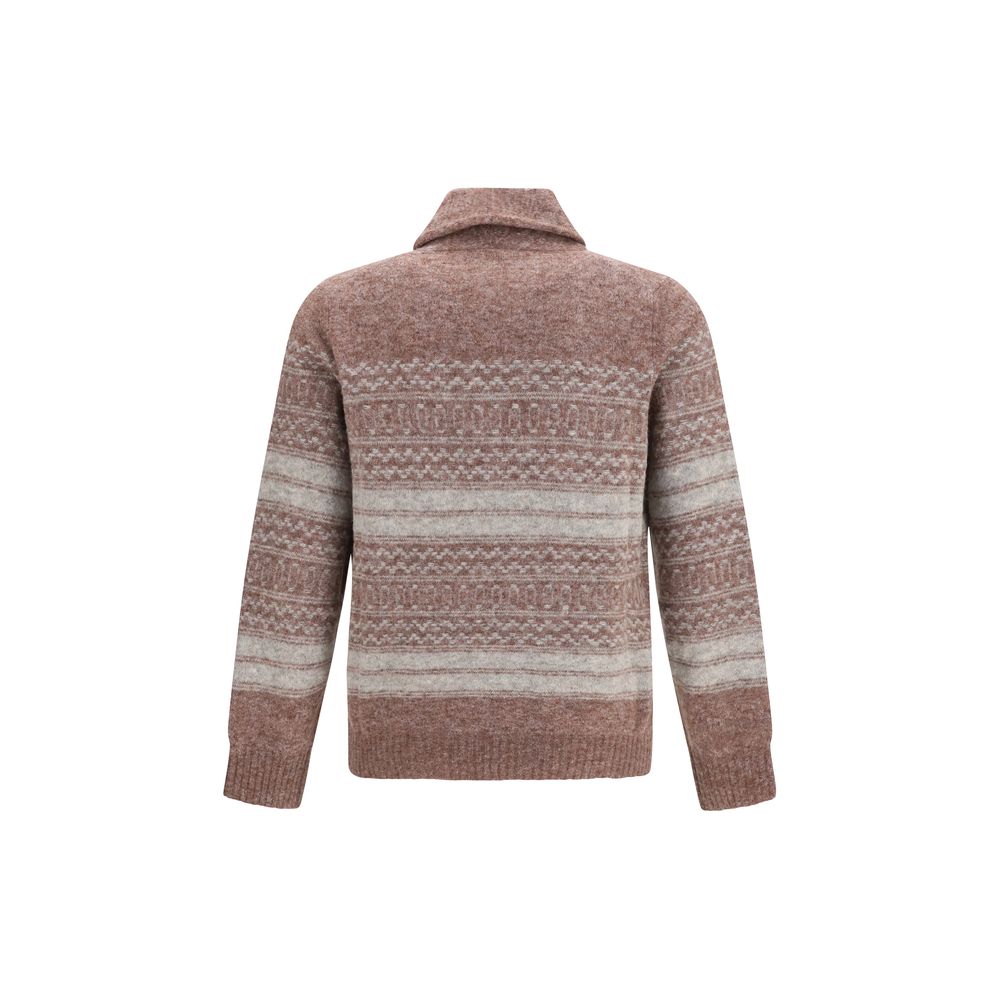 Brunello Cucinelli Bordeaux Alpaca Vicugna Pacos Cardigan Brunello Cucinelli