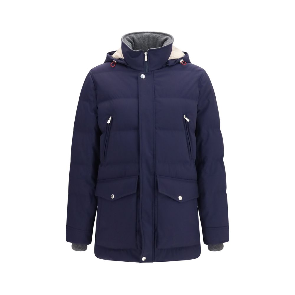 Brunello Cucinelli Blue Goose Down Full-Length Jacket Brunello Cucinelli