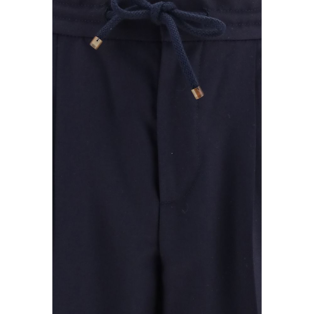 Brunello Cucinelli Blue Wool Oves Aries Casual Pants Brunello Cucinelli