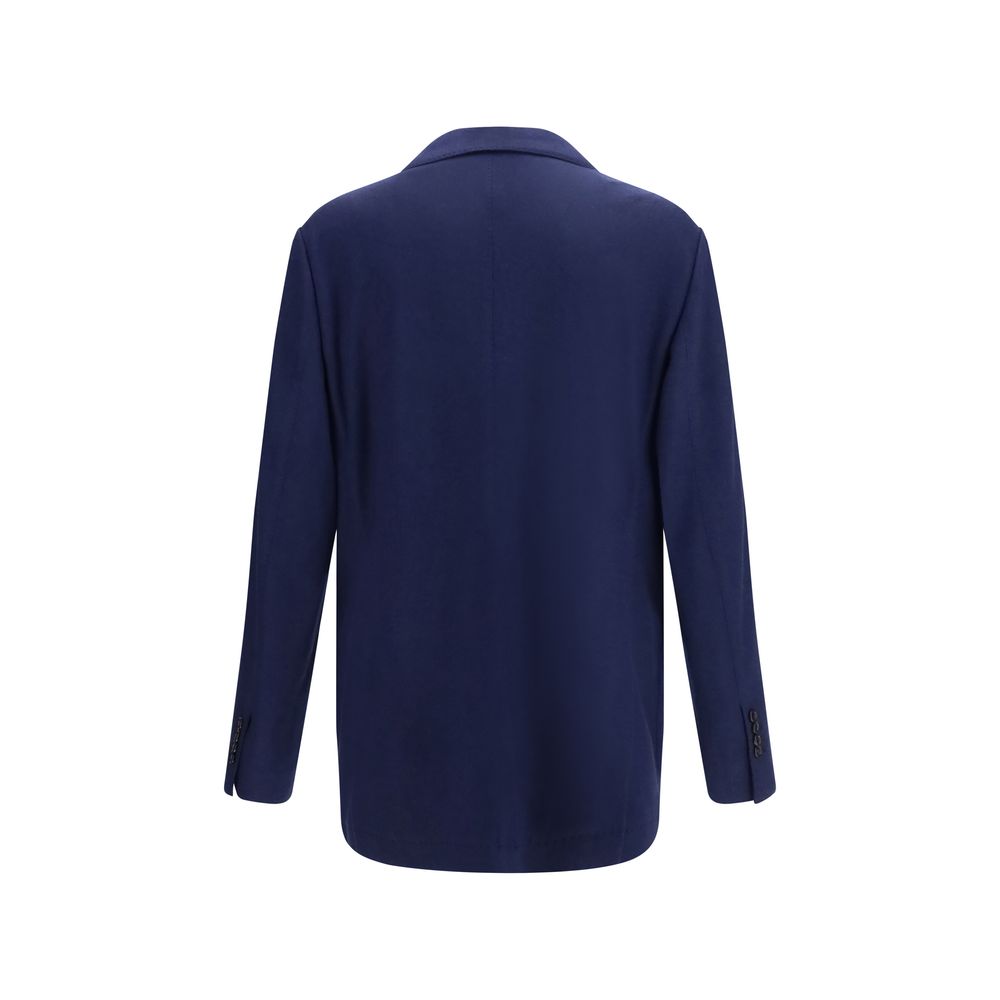 Brunello Cucinelli Blue Cashmere Full-Length Jacket Brunello Cucinelli