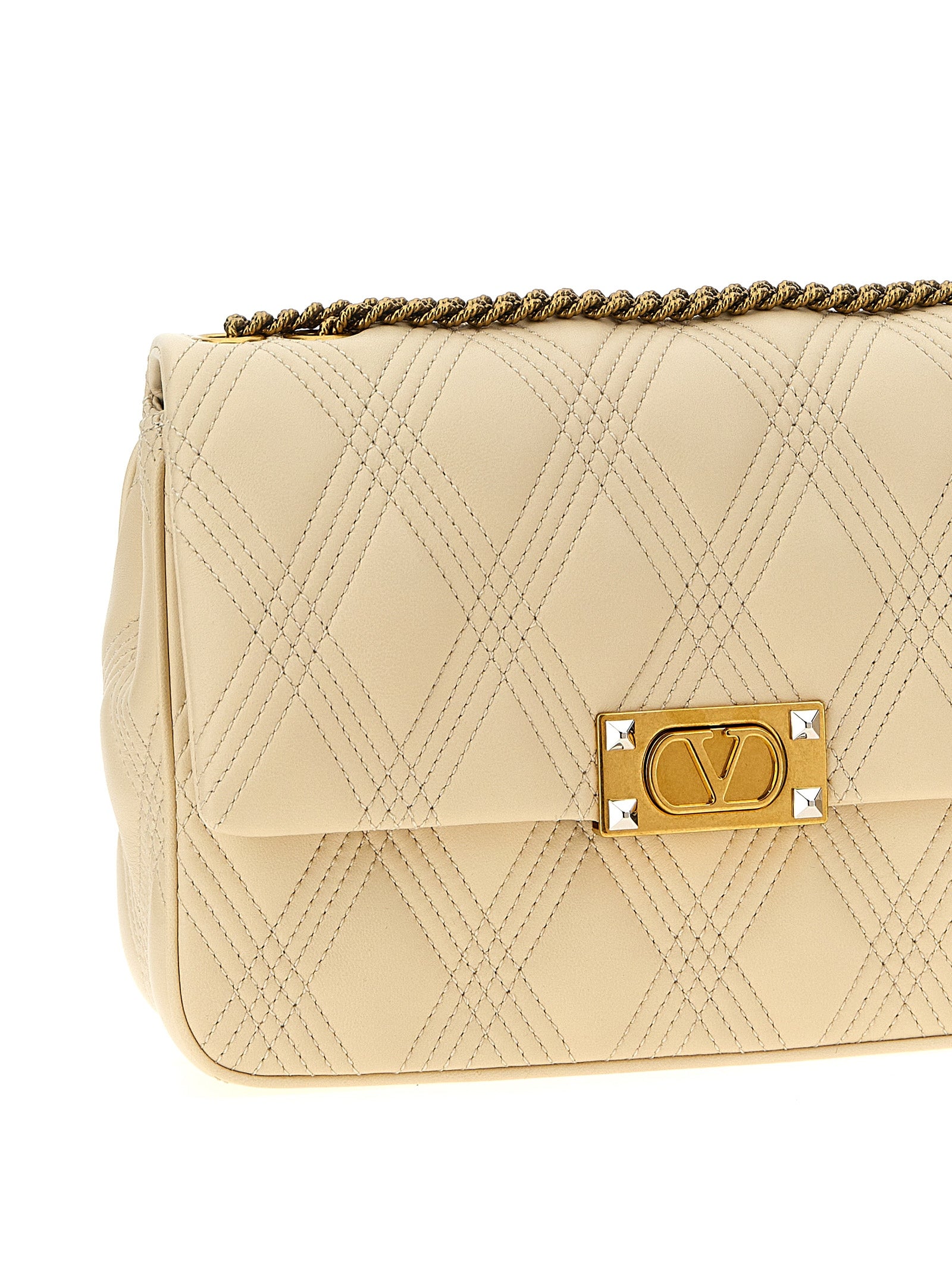 Valentino Garavani White Lamb Leather Shoulder Bag Valentino Garavani