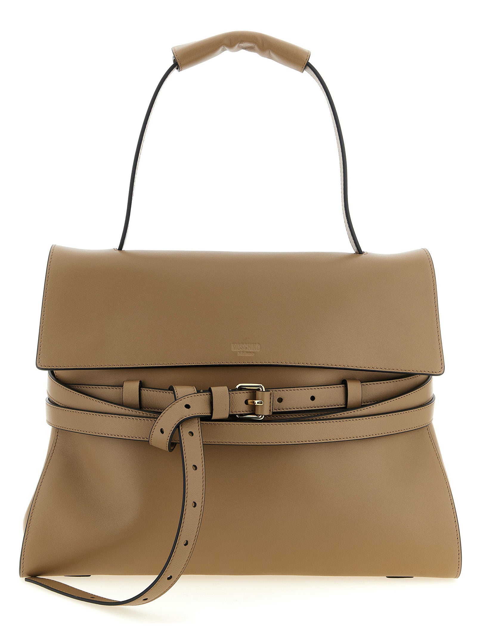 Moschino Beige Napa Leather / Calf Bos Taurus Shoulder Bag Moschino