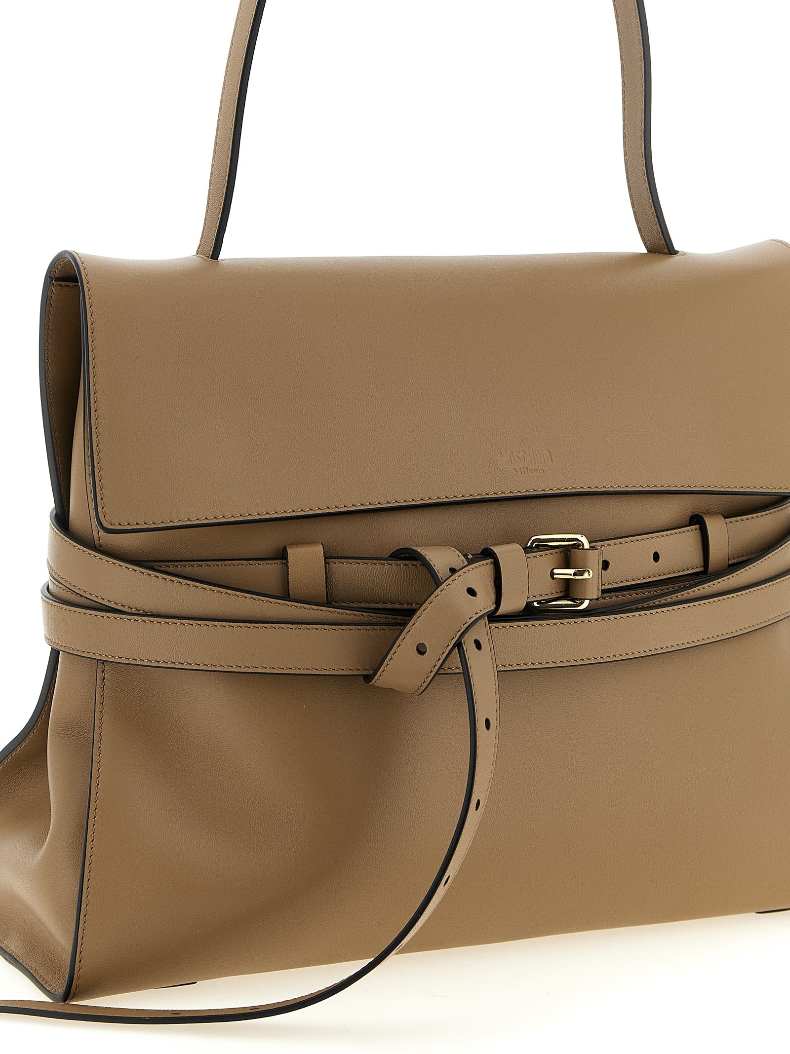 Moschino Beige Napa Leather / Calf Bos Taurus Shoulder Bag Moschino