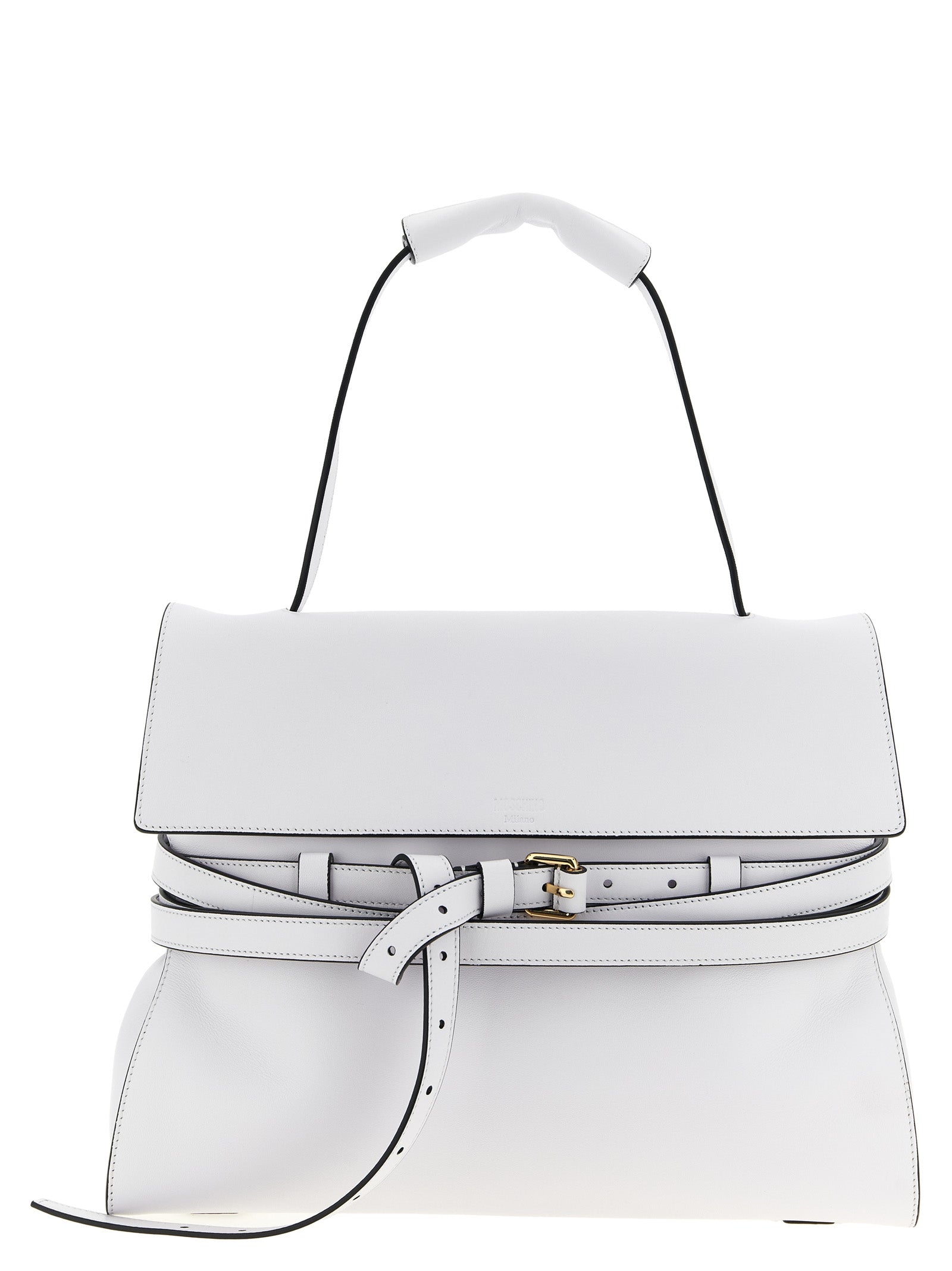 Moschino White Napa Leather / Calf Bos Taurus Shoulder Bag Moschino