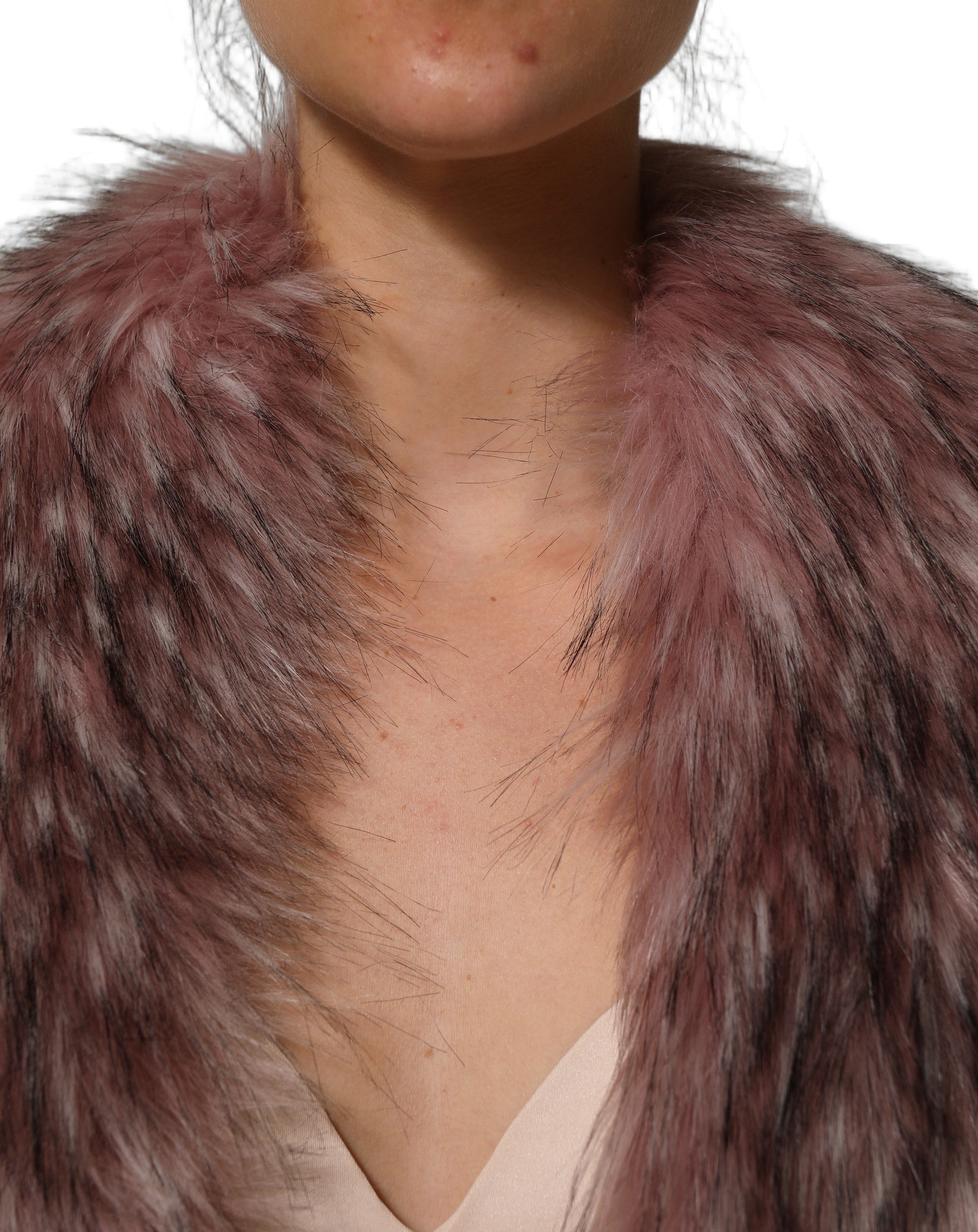 Dolce & Gabbana Pink Acrylic Faux Fur Knit Shrug Vest Top Dolce & Gabbana