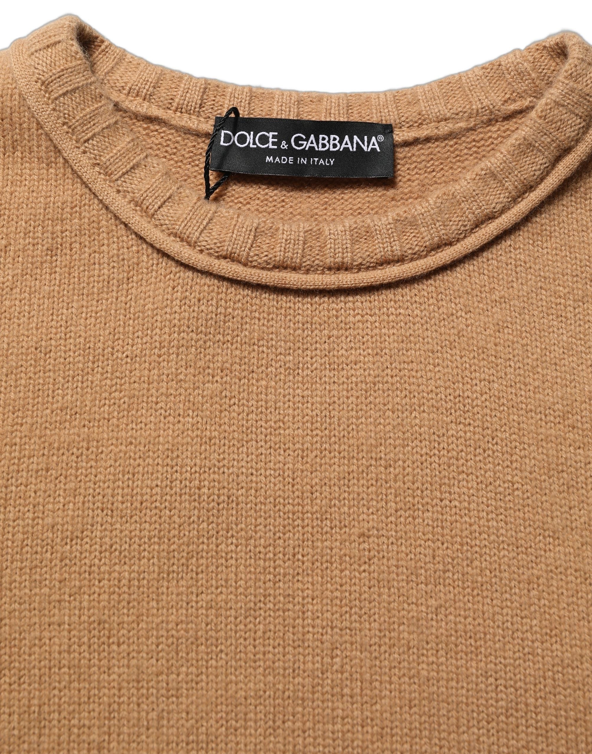 Dolce & Gabbana Brown Wool Short Sleeves Cropped Blouse Top Dolce & Gabbana