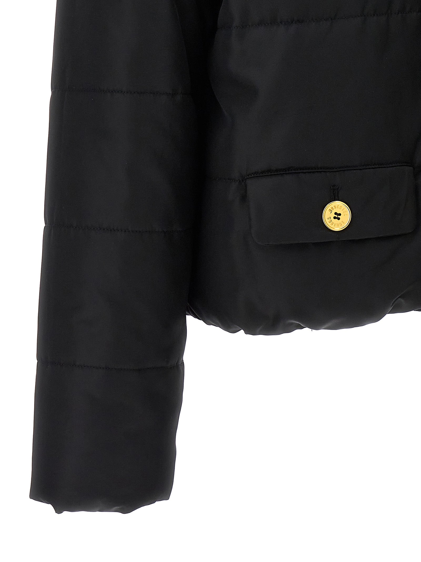 Moschino Black Polyamide Full-Length Jacket Moschino